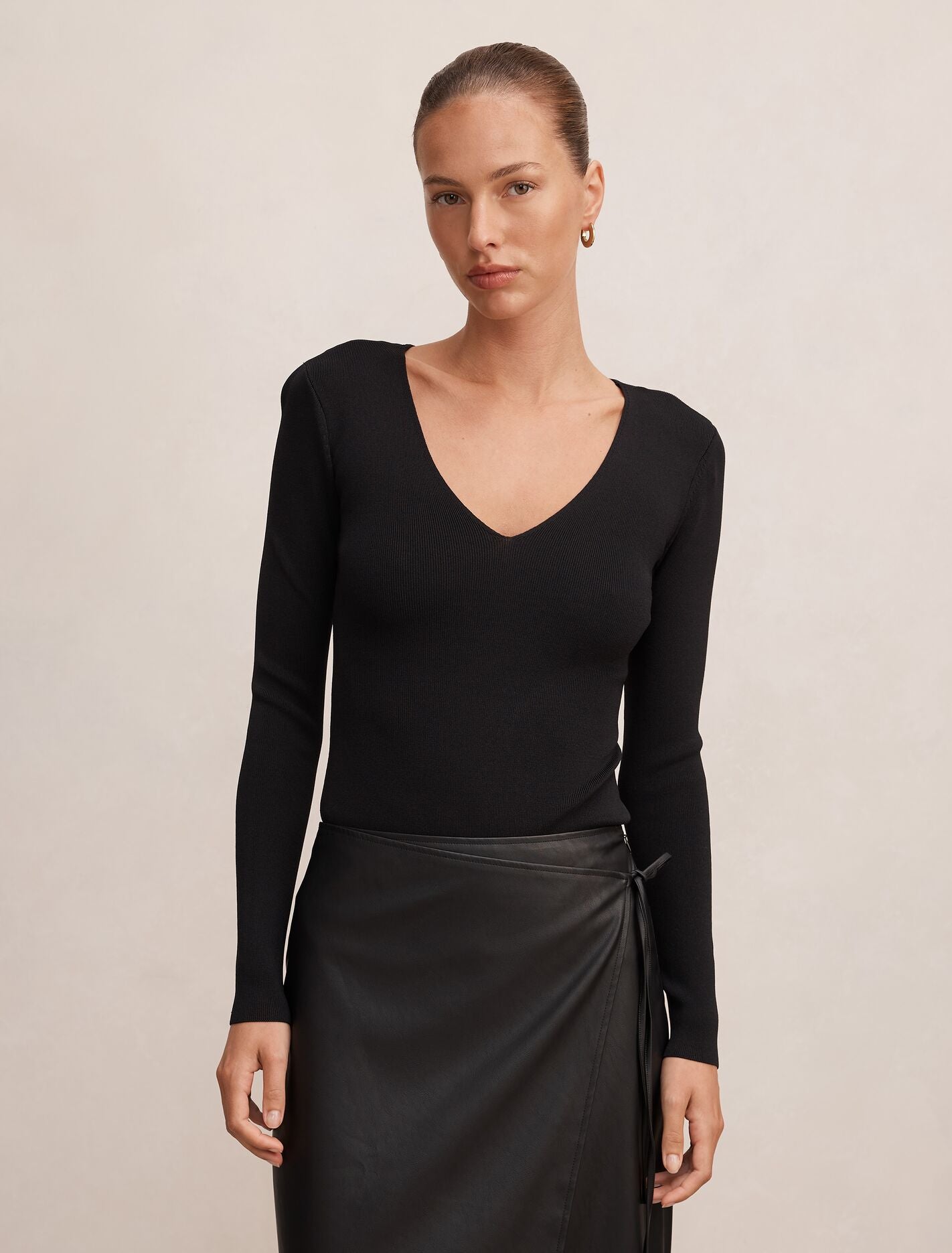 Emi Knitted Plunge Neck Bodysuit Forever New