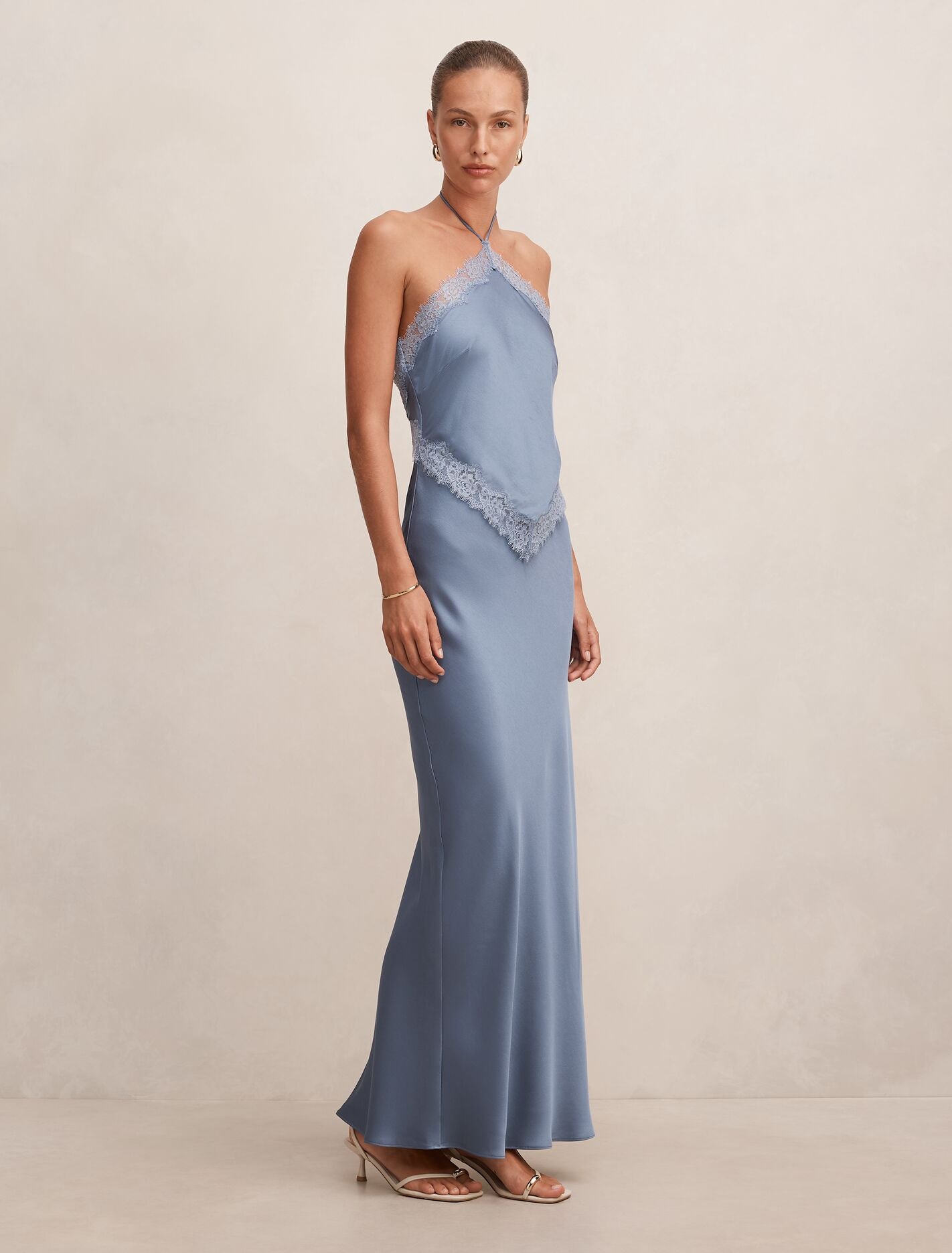 Kelli Lace Strappy Satin Maxi Dress Forever New