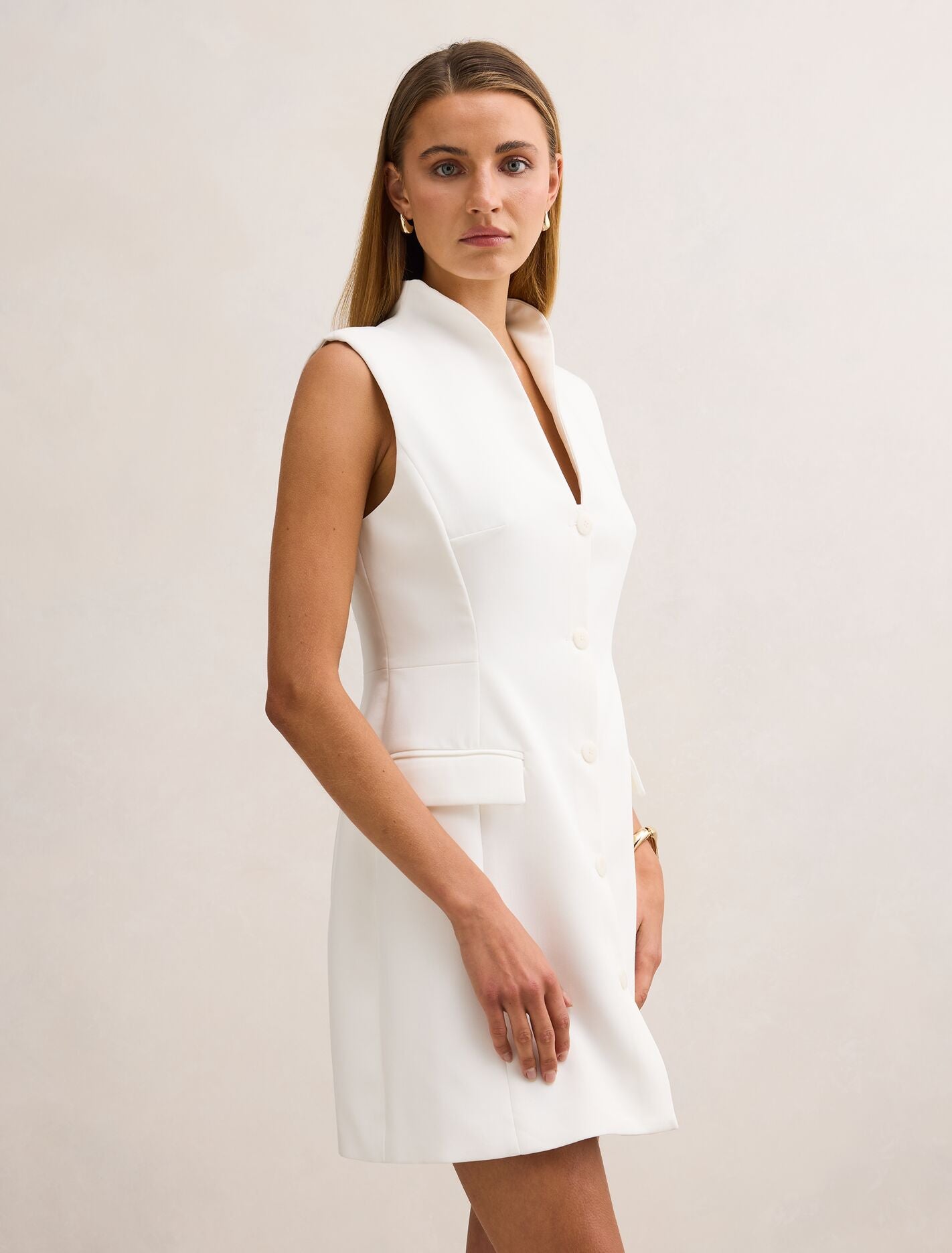 Amity Sleeveless Blazer Dress Porcelain | Forever New
