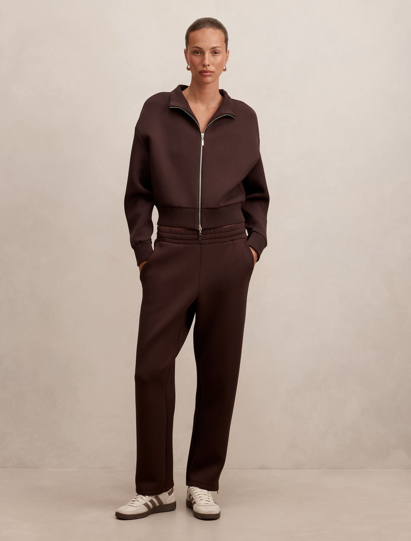Hudson Tapered Leg Track Pants Chocolate | Forever New