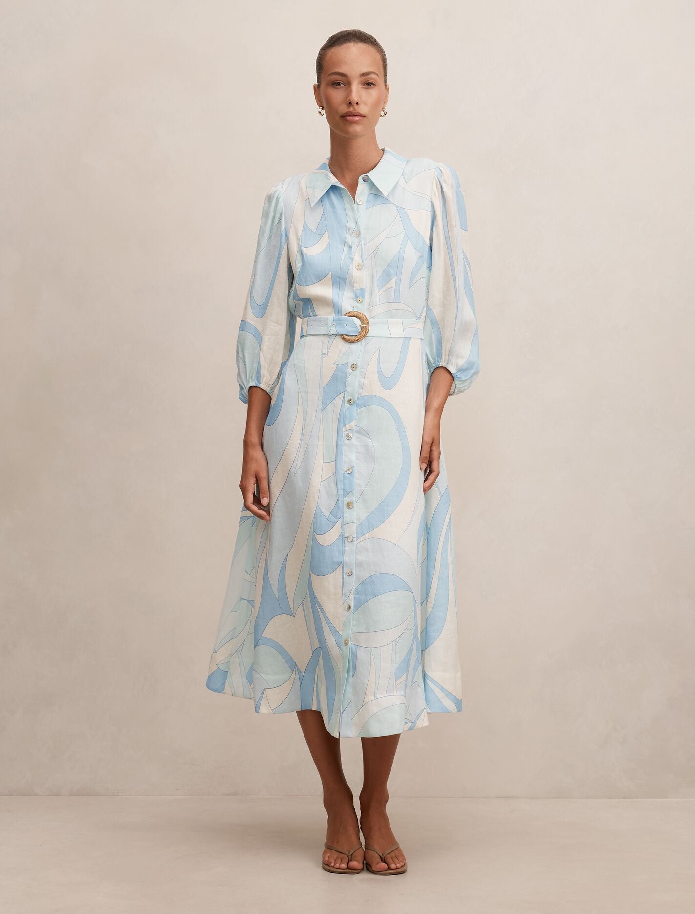 Fia Printed Shirt Midi Dress