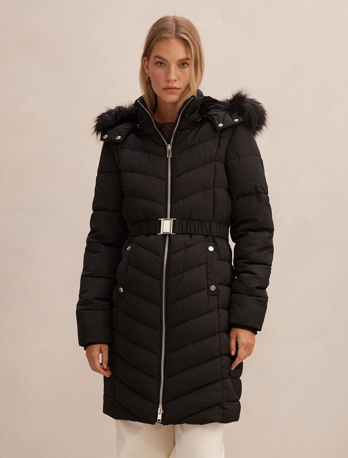 Layla Long Puffer Jacket Black Forever New