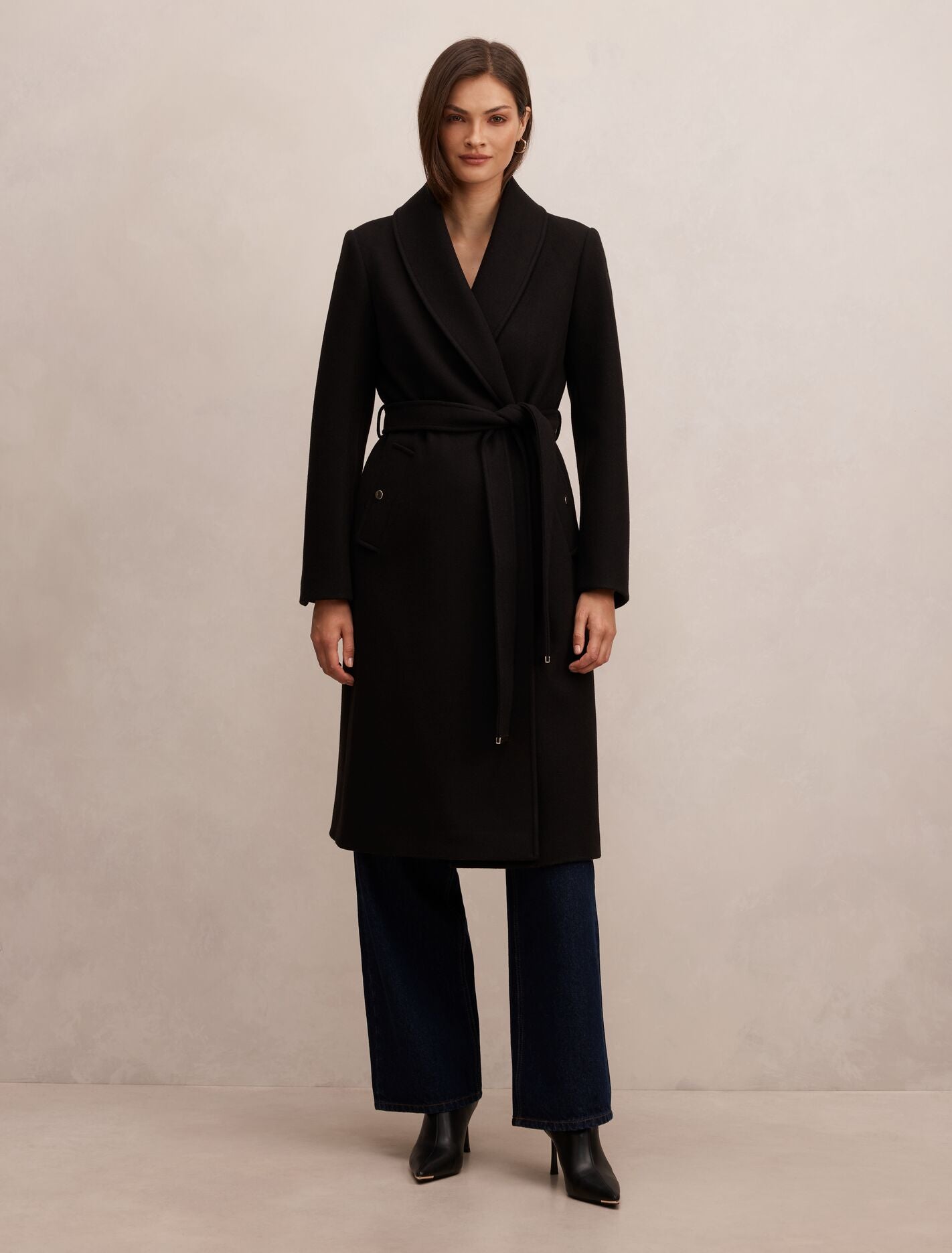 Clarissa Wrap Coat Black | Forever New