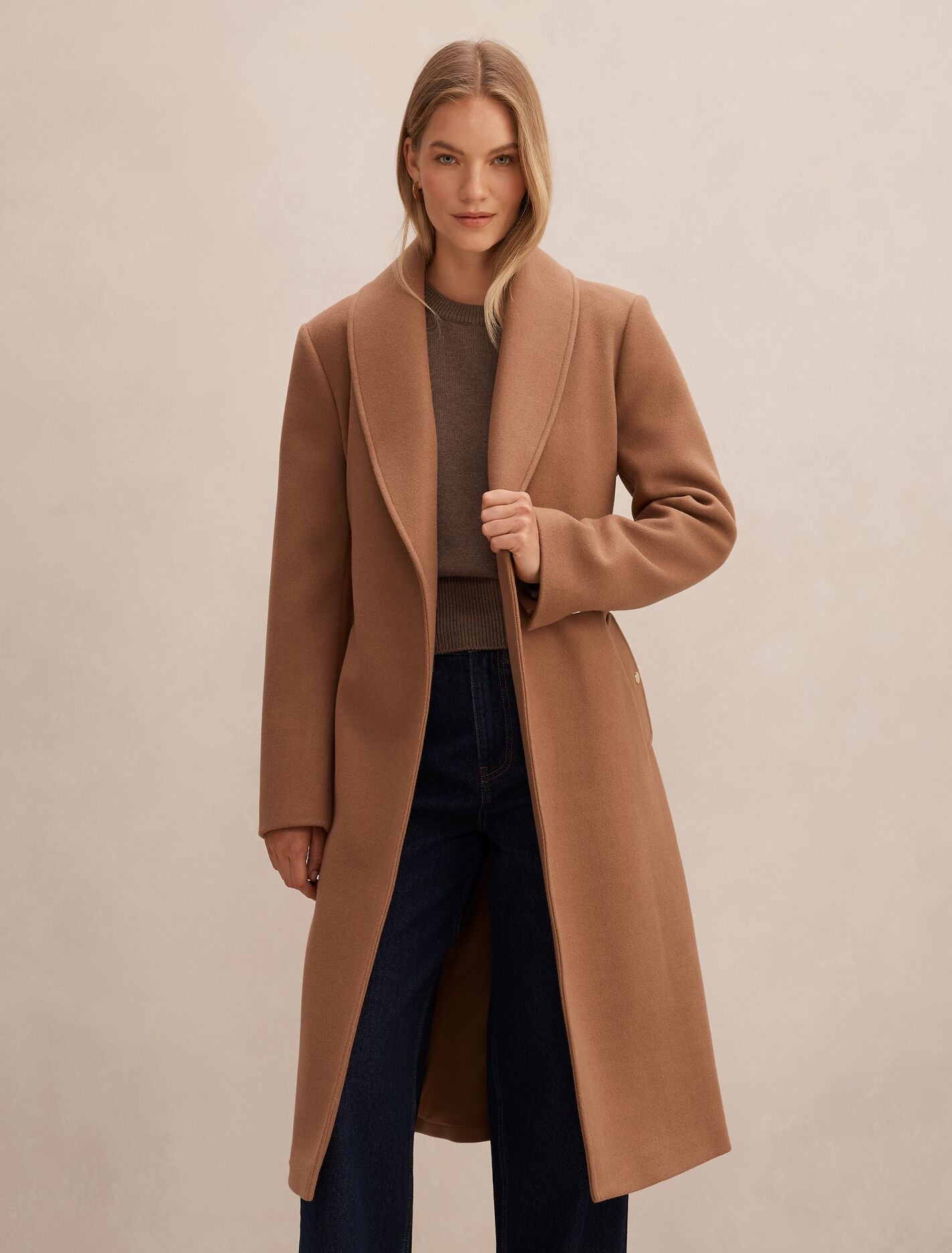 Clarissa Wrap Coat Dark Camel | Forever New