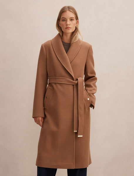 Clarissa Wrap Coat Dark Camel | Forever New
