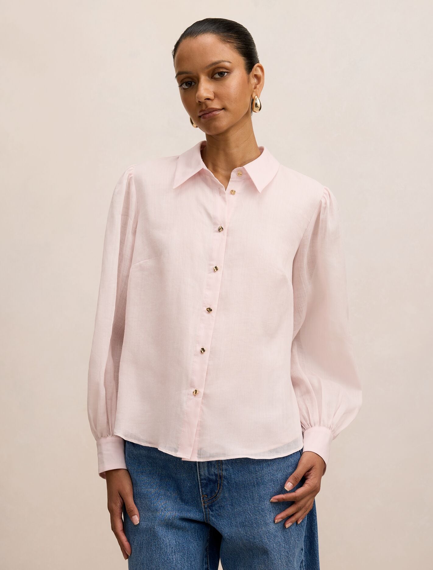 Davina Petite Long Sleeve Petite Blouse Mauve Chalk Forever New