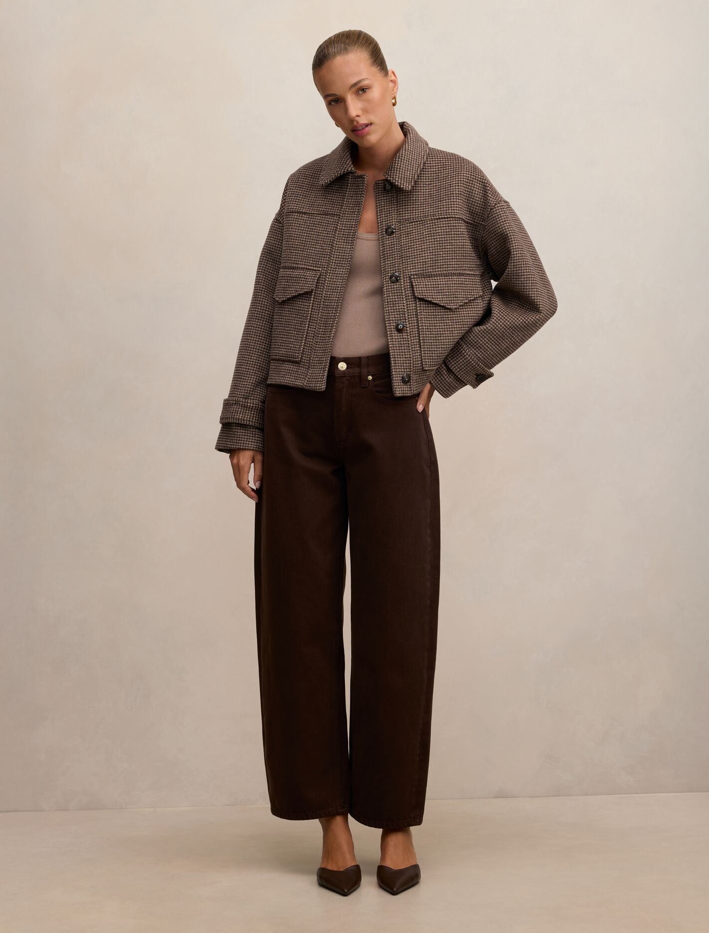 Kaylee Check Cropped Jacket Forever New