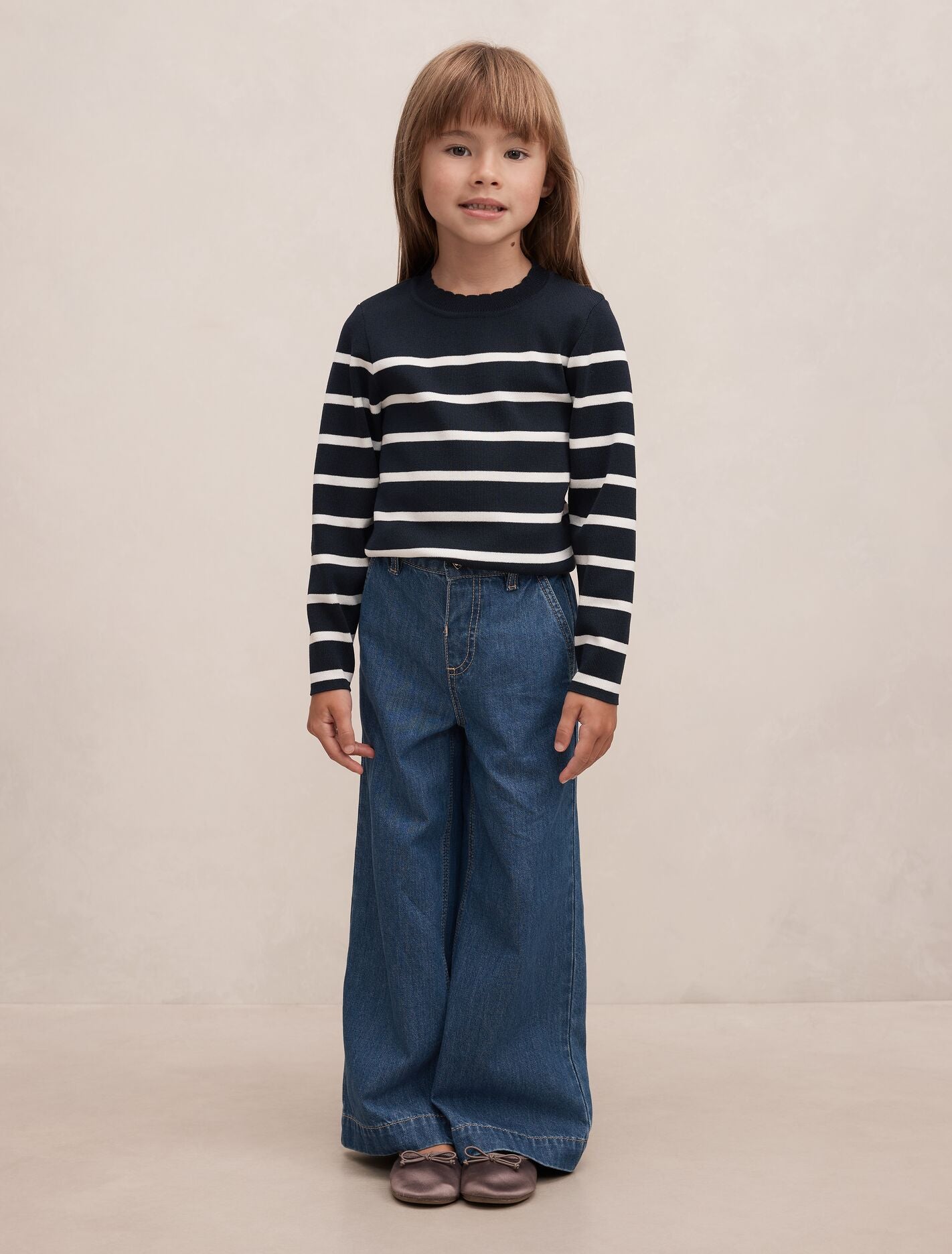 Freya Girls Scallop Knit Stripe Top Forever New