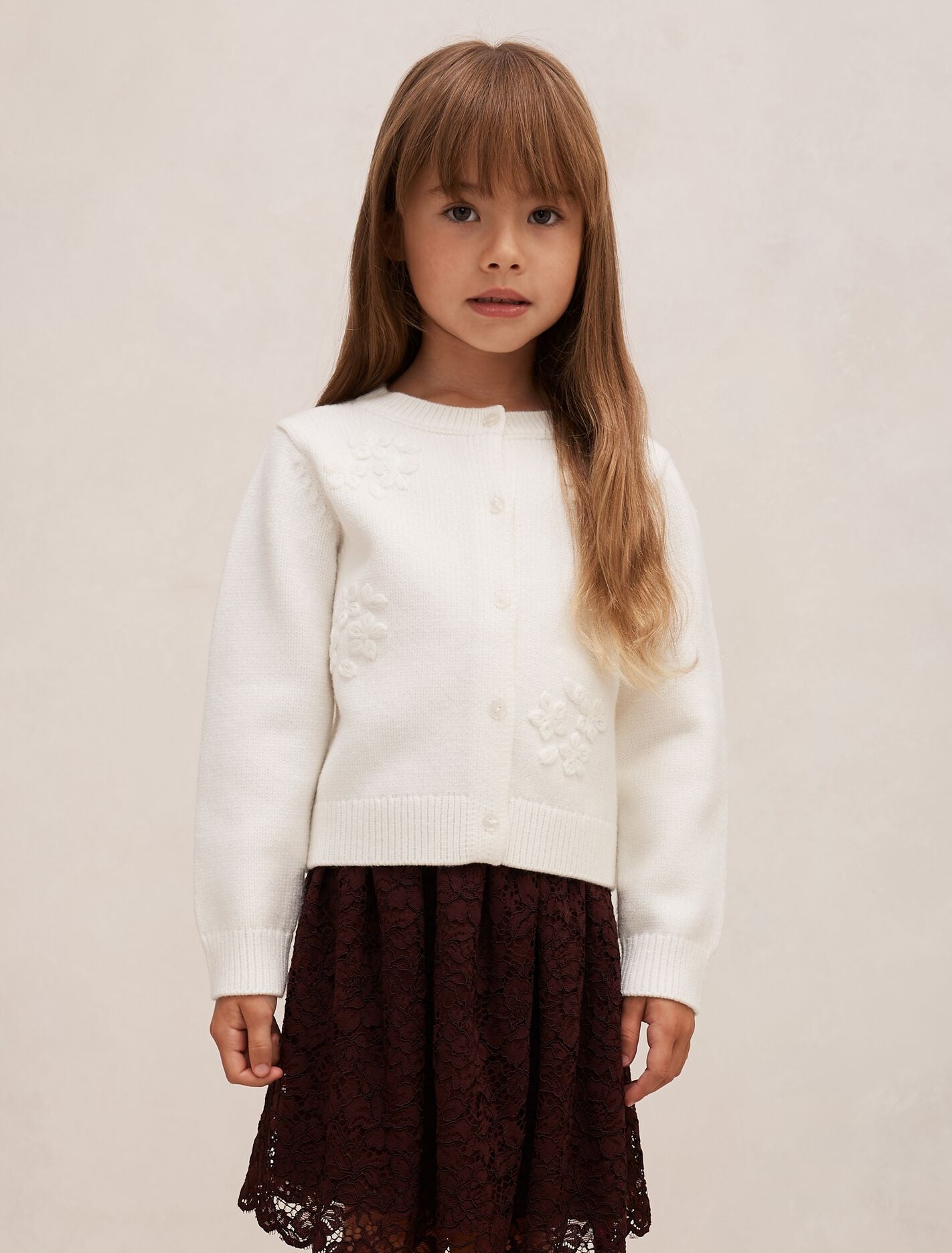 Daisy Girls Flower Cardigan Porcelain Forever New