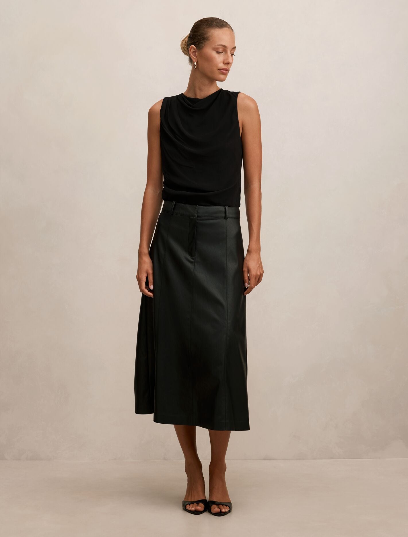 Isla Vegan Leather Midi Skirt Forever New