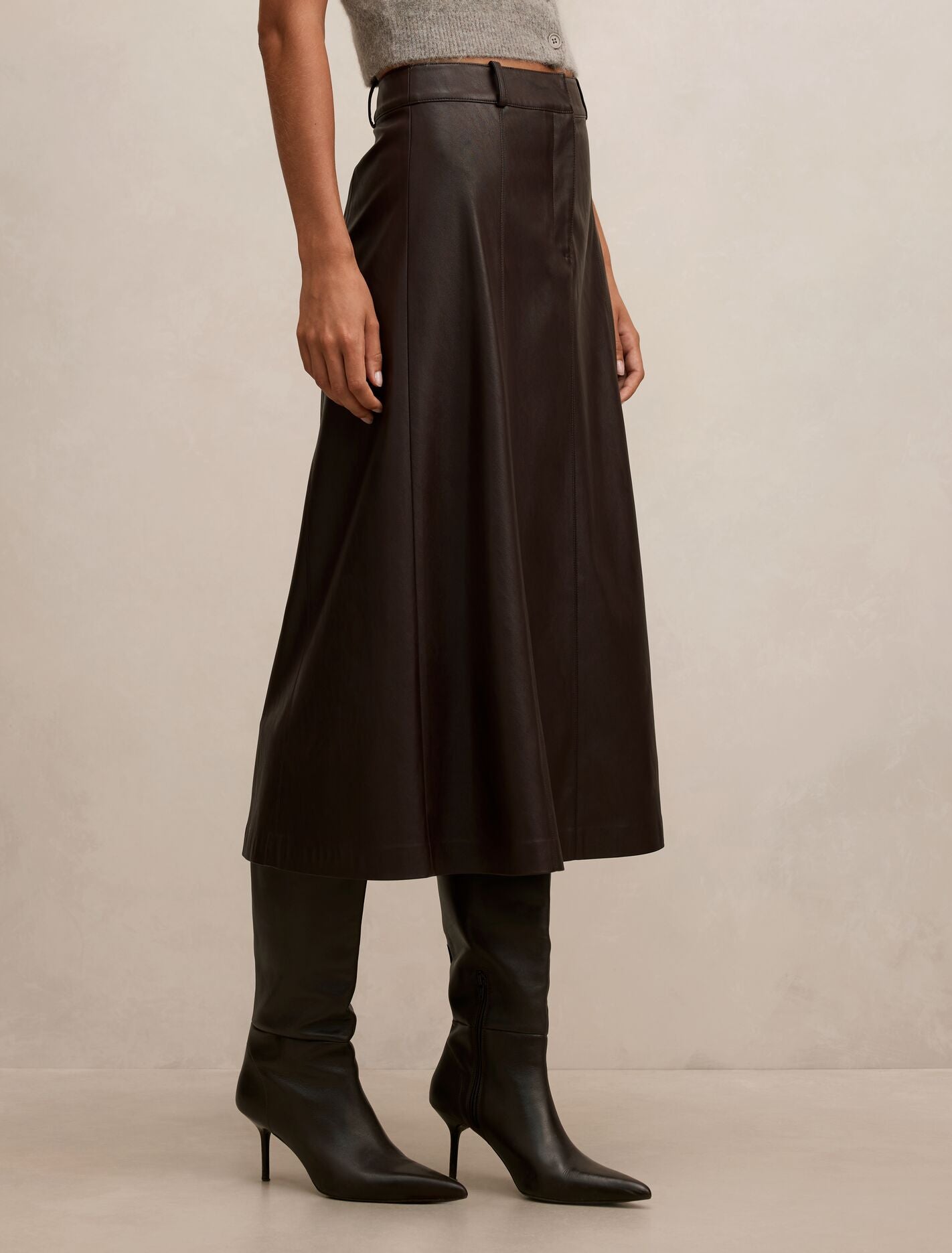 Isla Vegan Leather Midi Skirt Forever New