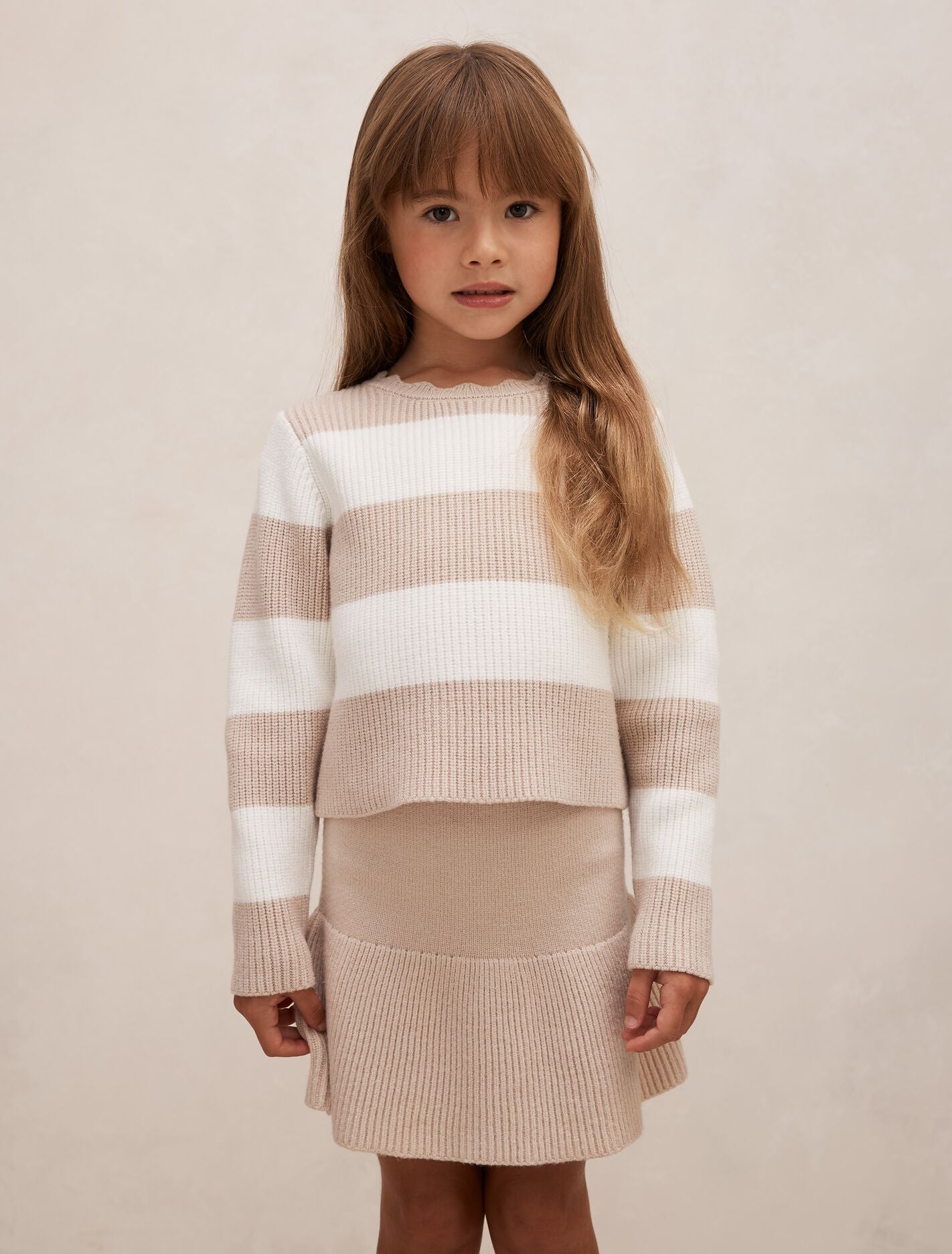 Charlie Girls Stripe Knit Jumper Neutral Stripe Co-Ord Forever New