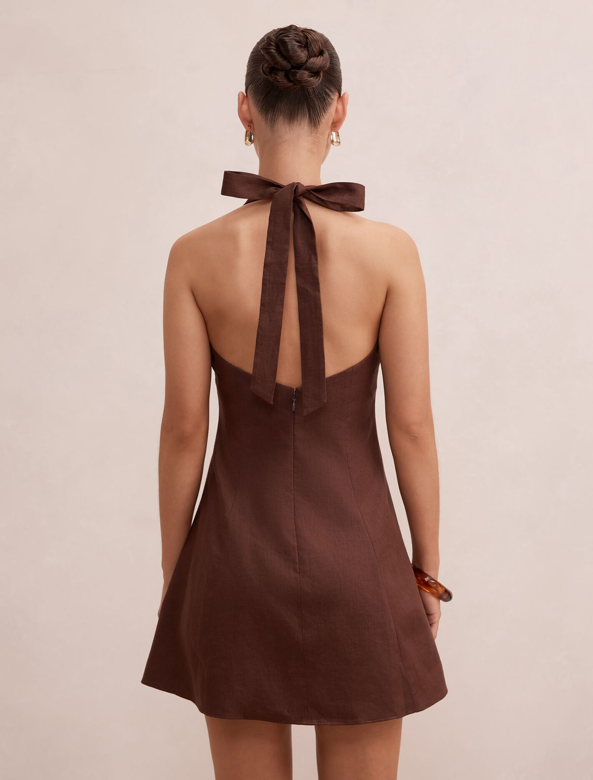 Ina Petite Halter Linen Mini Dress