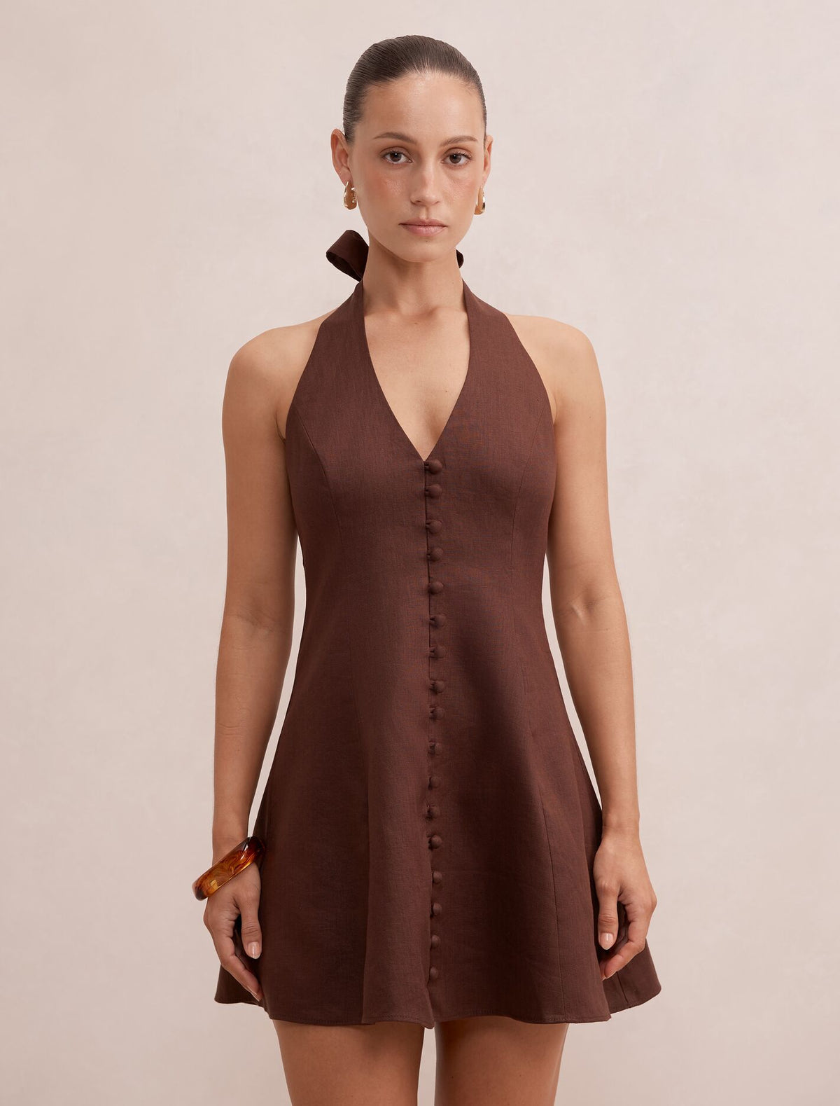 Ina Petite Halter Linen Mini Dress