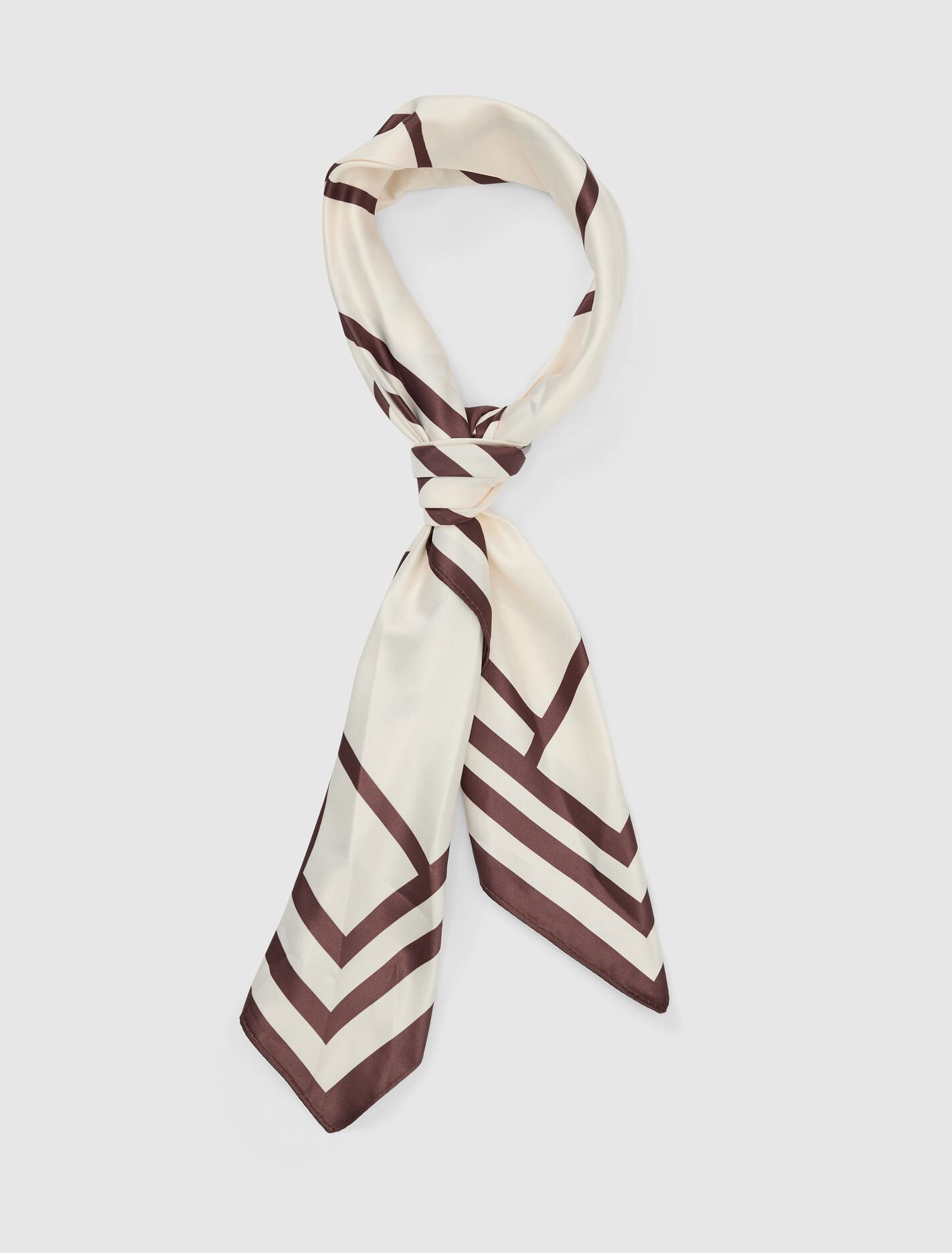 Sabrina Satin Scarf 0 Stripe Neutral Forever New