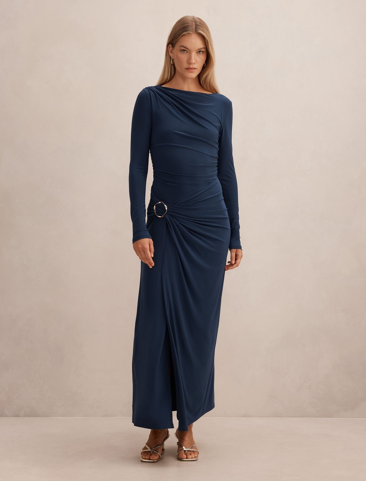 Kingsley Hardware Jersey Midi Dress Evening Navy Forever New