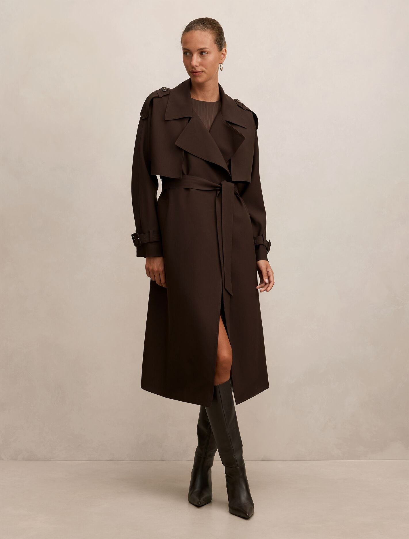 ♡eimy istoire♡ belted chester coat Ivy Belted Trench Coat Chocolate | Forever New