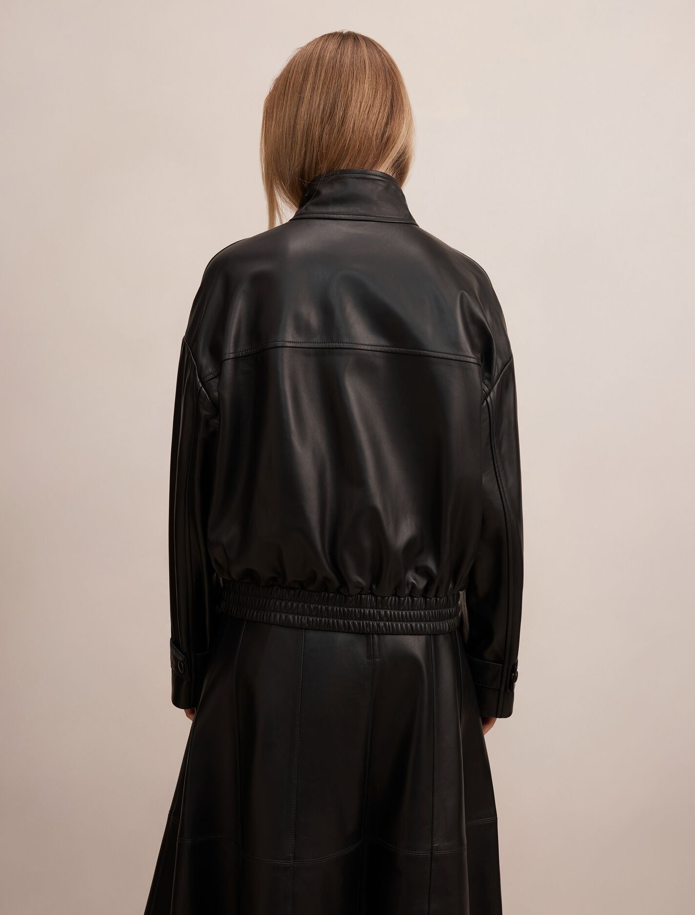 Ava Leather Funnel Neck Bomber Jacket Forever New