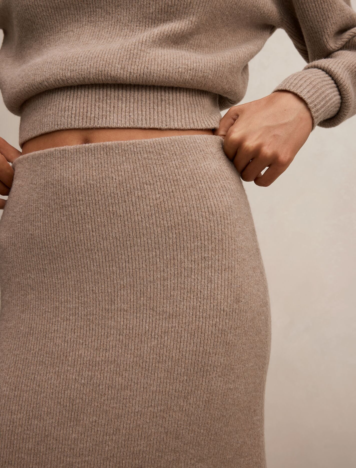 Cora Knitted A-Line Skirt Soft Mocha Co Ord | Forever New