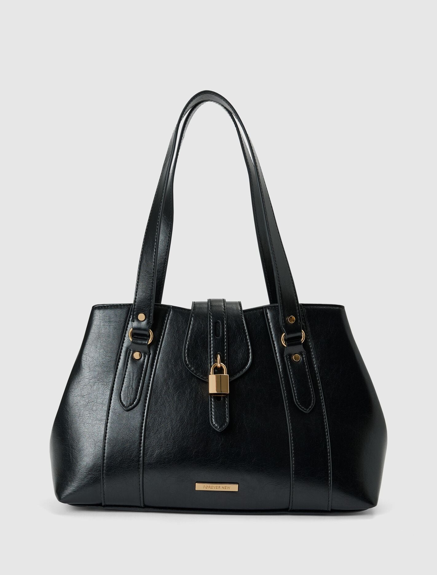 Riley Retro Lock Tote Bag 0 Black Forever New