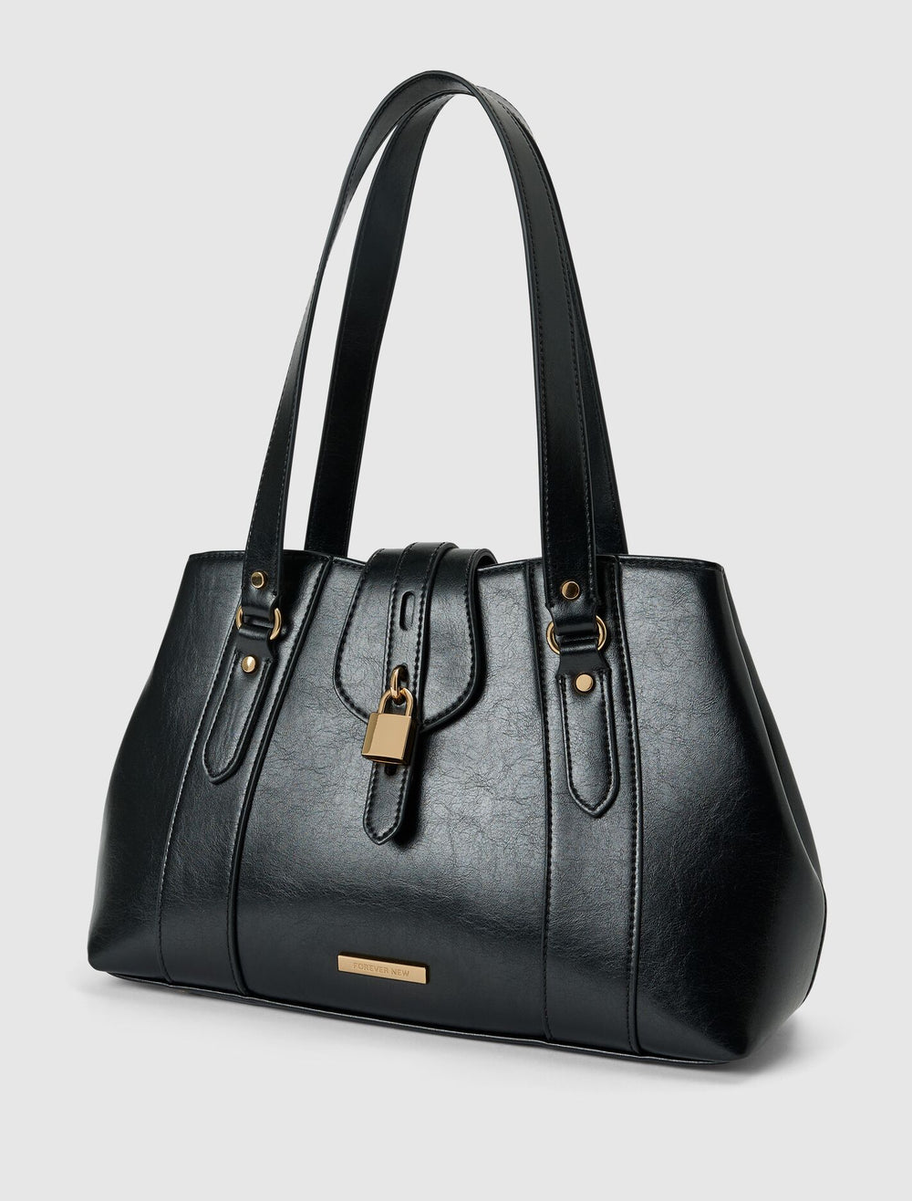 Riley Retro Lock Tote Bag Black | Forever New