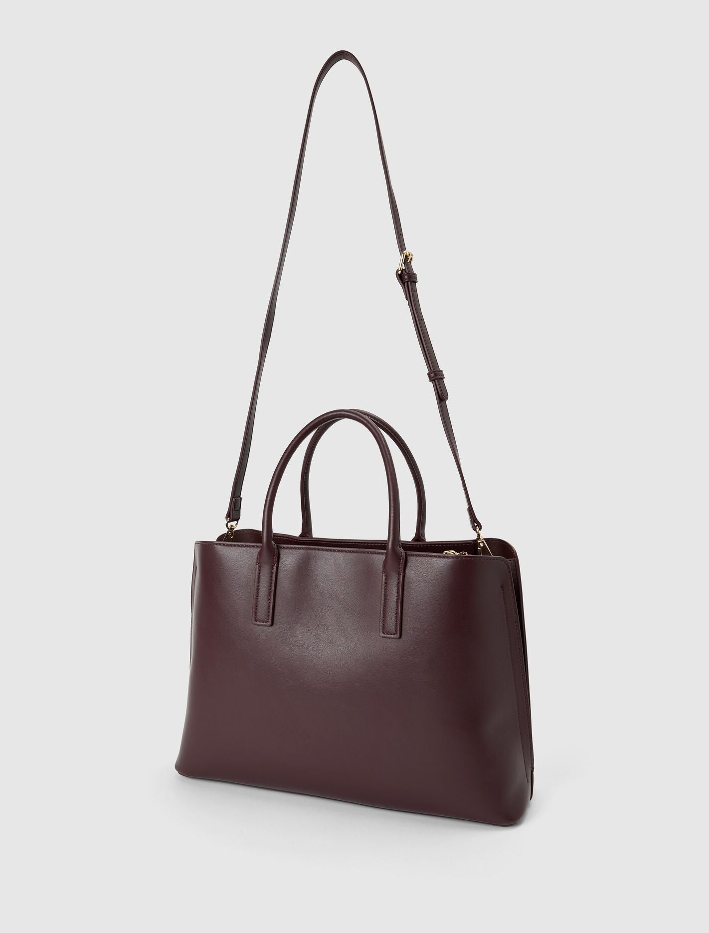 Kate Laptop Metal Detail Tote Bag Vintage Merlot | Forever New