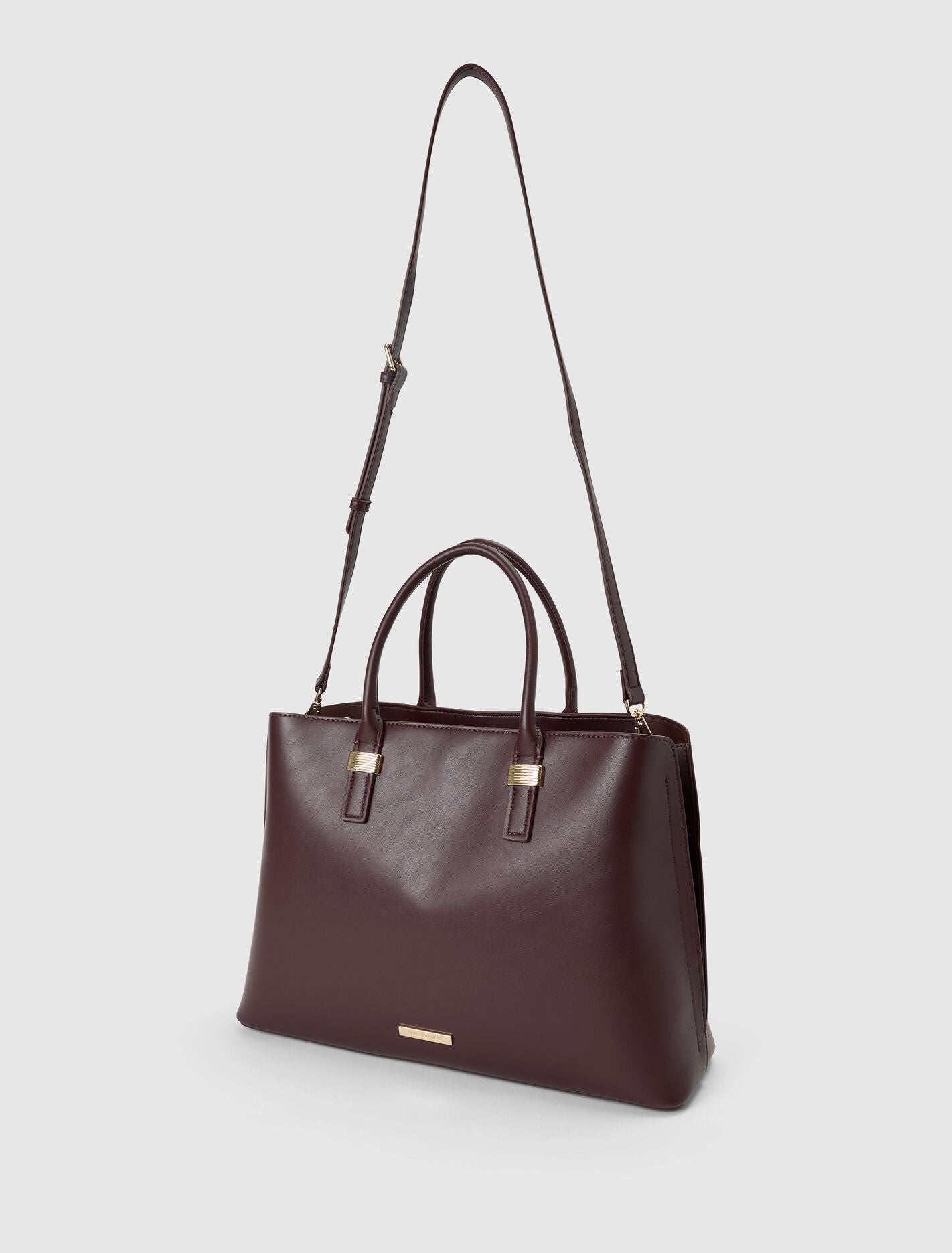 Kate Laptop Metal Detail Tote Bag Vintage Merlot | Forever New