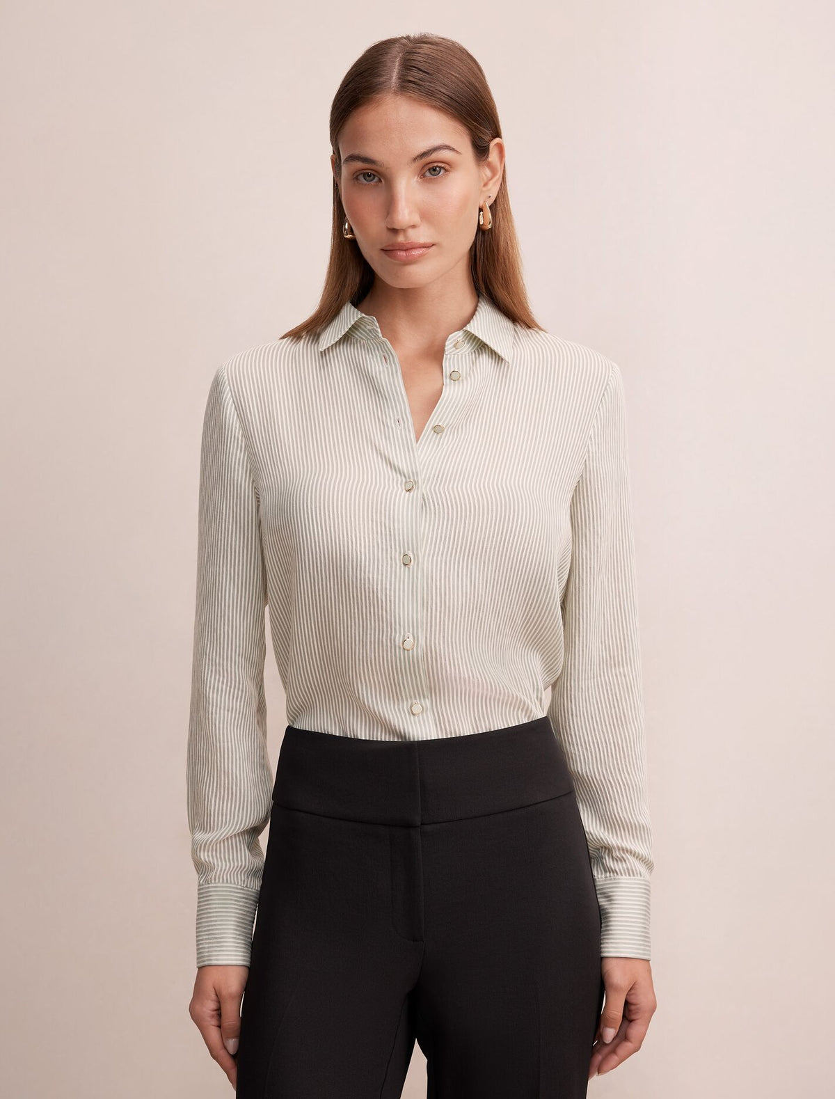 Solara Stripe Shirt Soft Sage Stripe Forever New