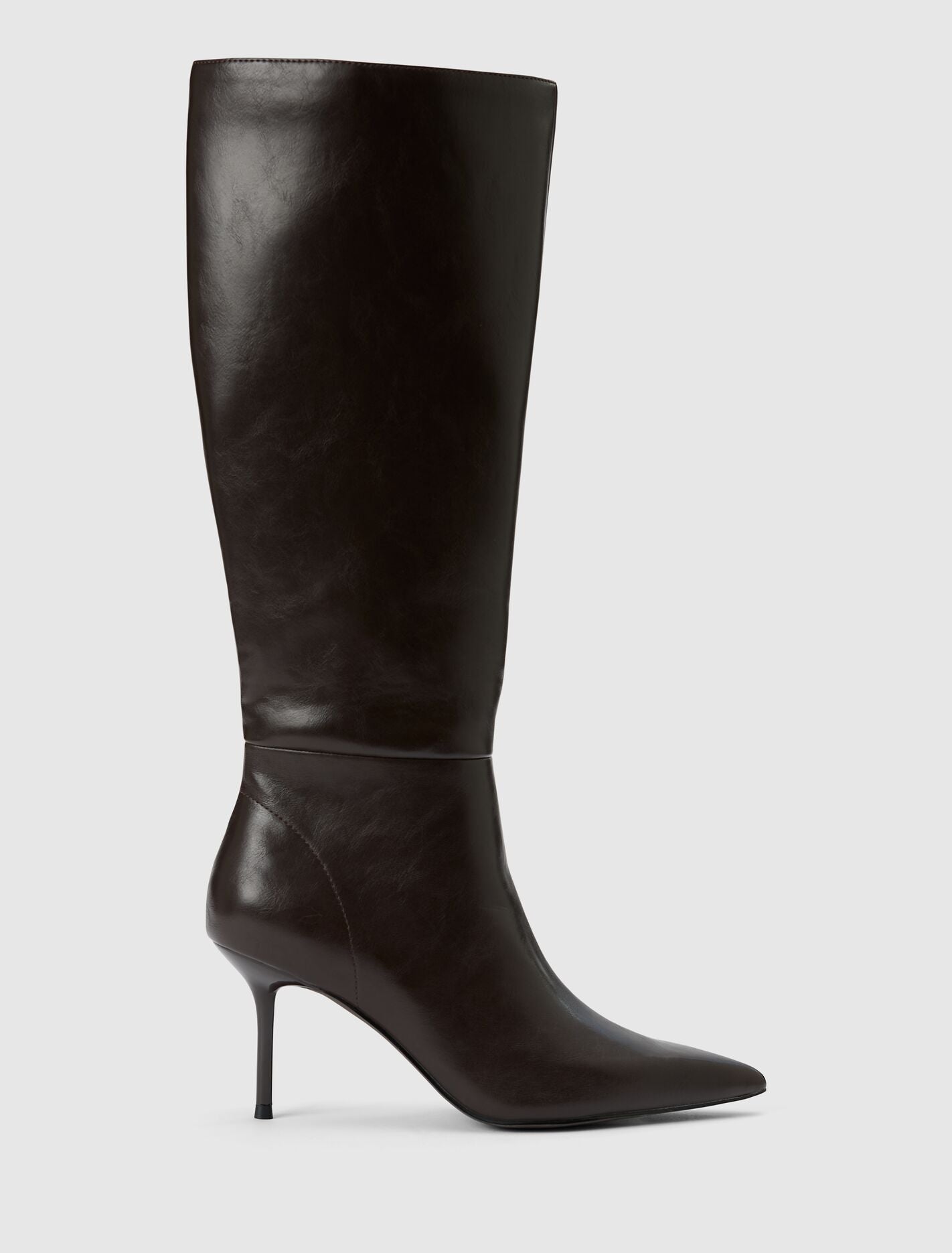 Nicolette High Heeled Pointy Toe Boot Chocolate Brown Forever New