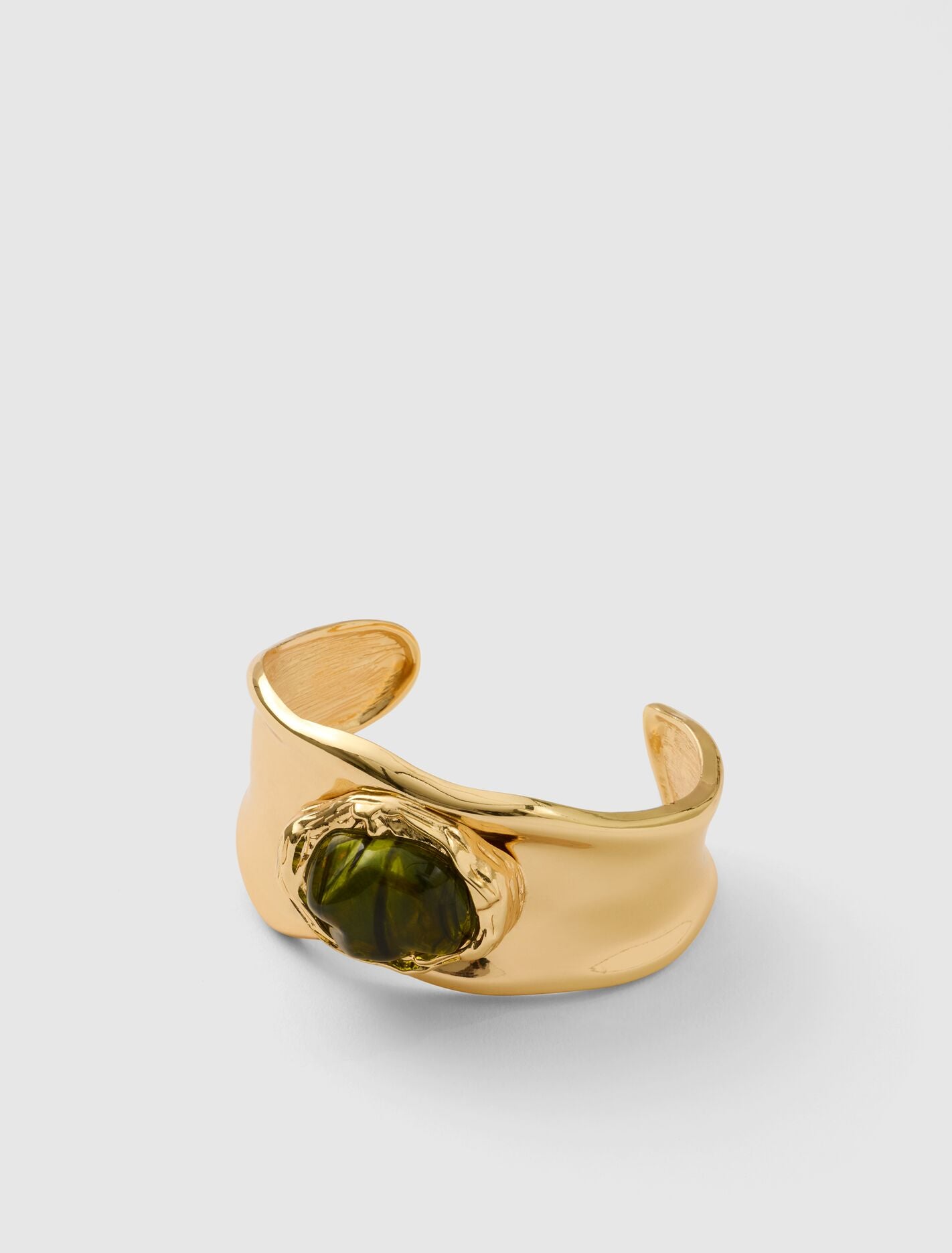 Signature Olive Stone Cuff Bangle 0 Green Gold Forever New