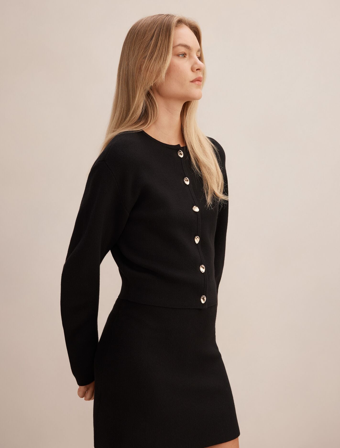Karla Sculpt Sleeve Cardigan Black Co Ord | Forever New