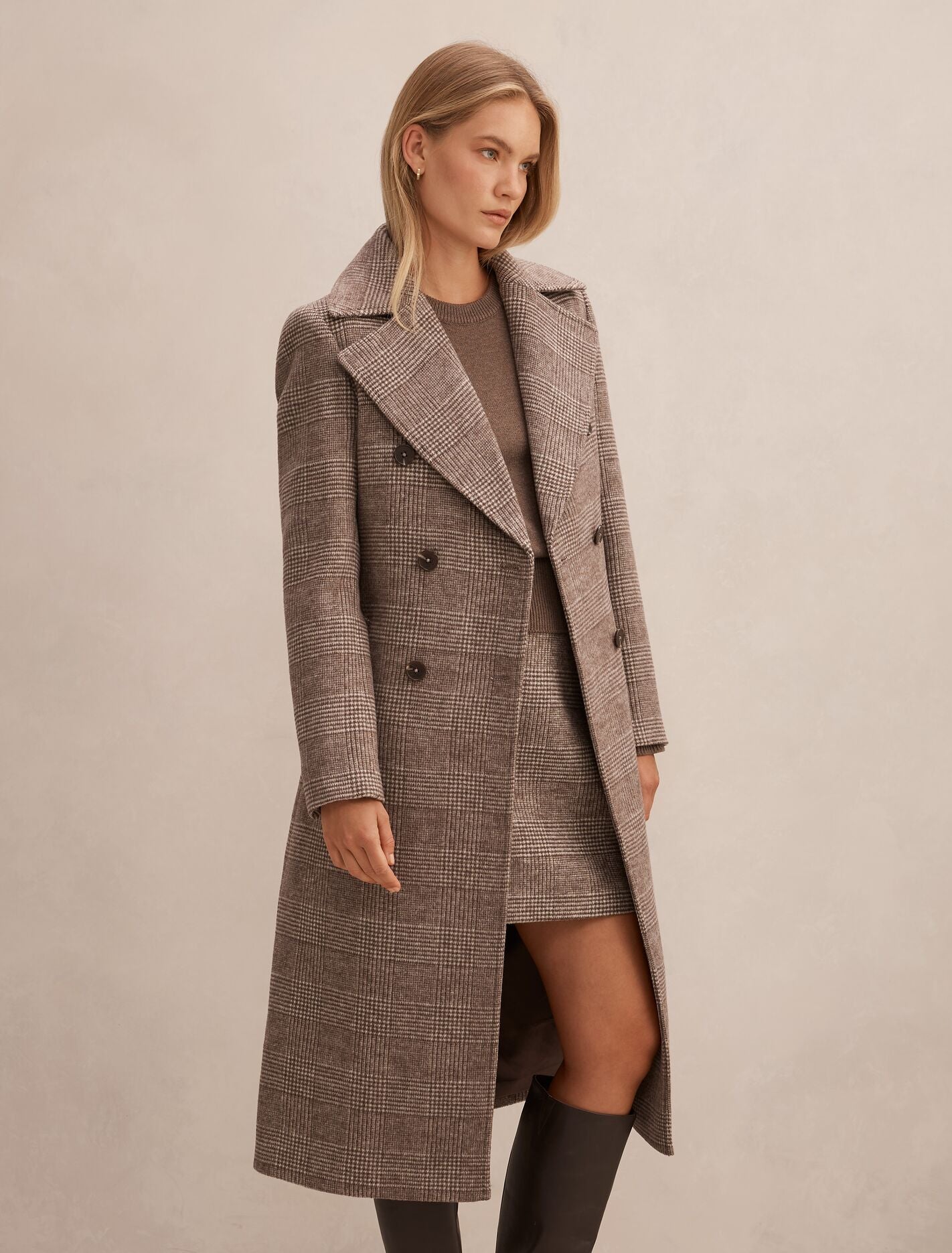 Charlie Check Coat Mid Brown Check Set | Forever New