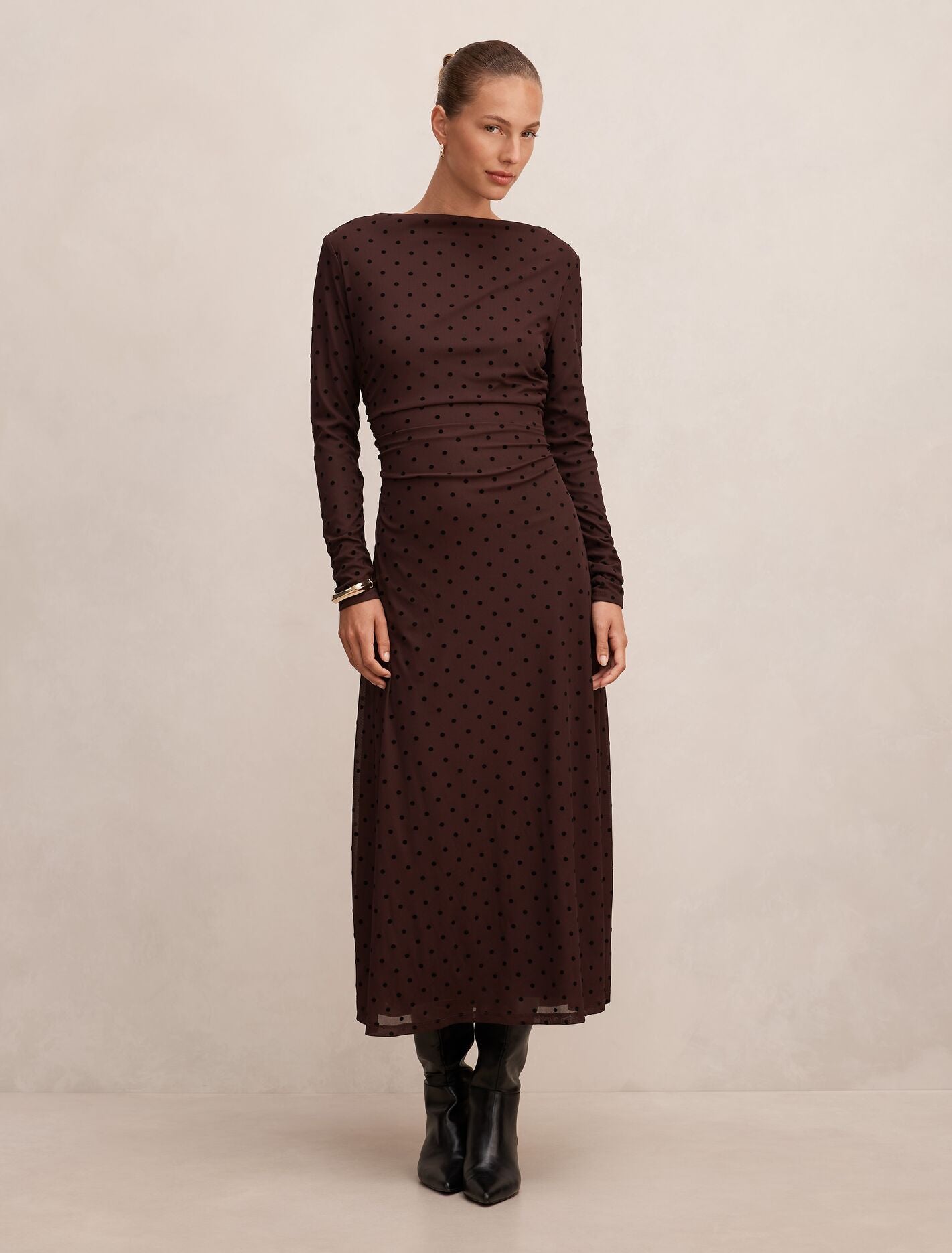Bonnie Spot Mesh Midi Dress Spot Forever New