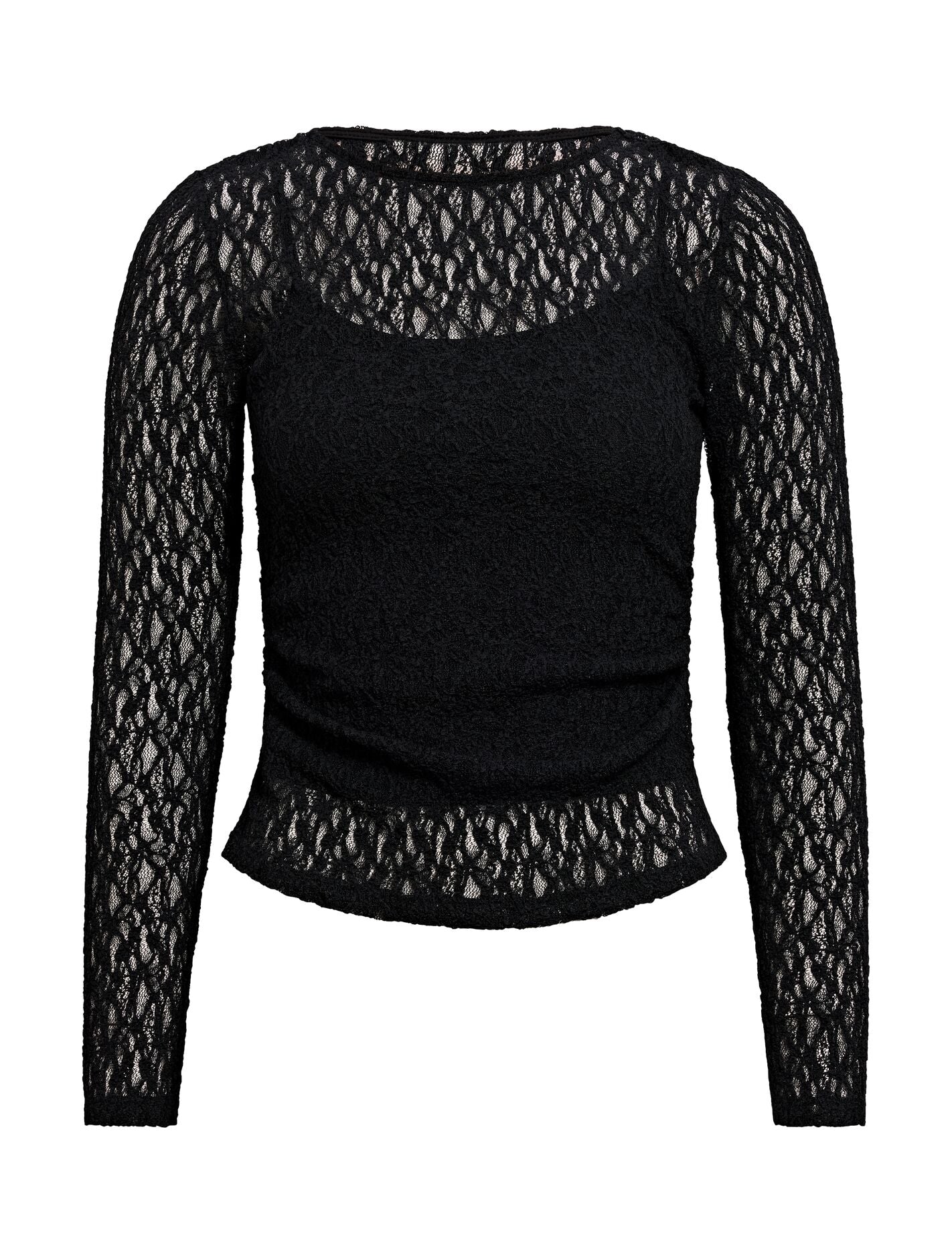 Alex Petite Lace Long Sleeve Top Black | Forever New