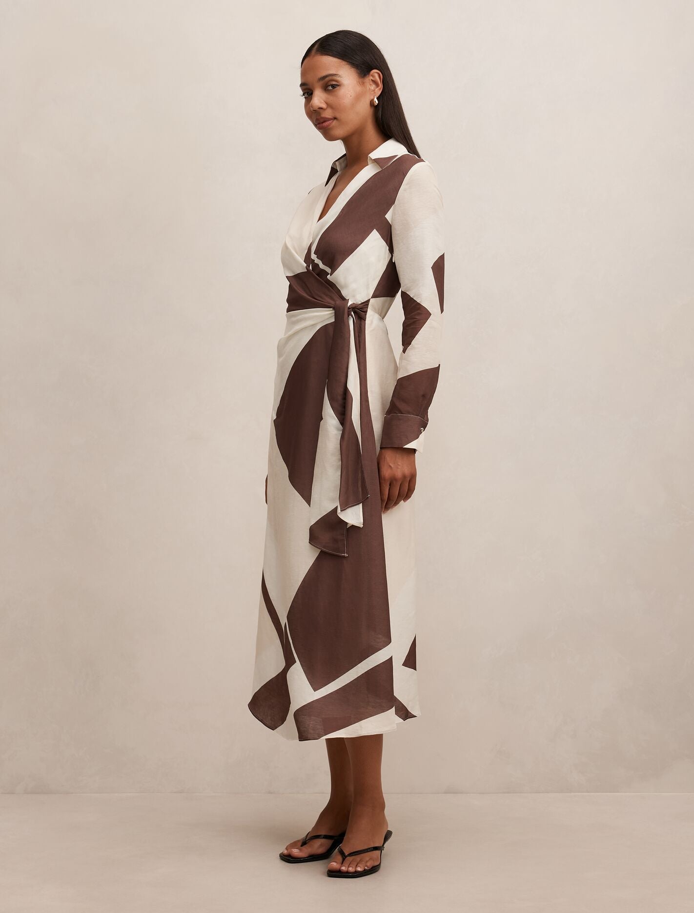 Angelina Long Sleeve Tie Midi Dress