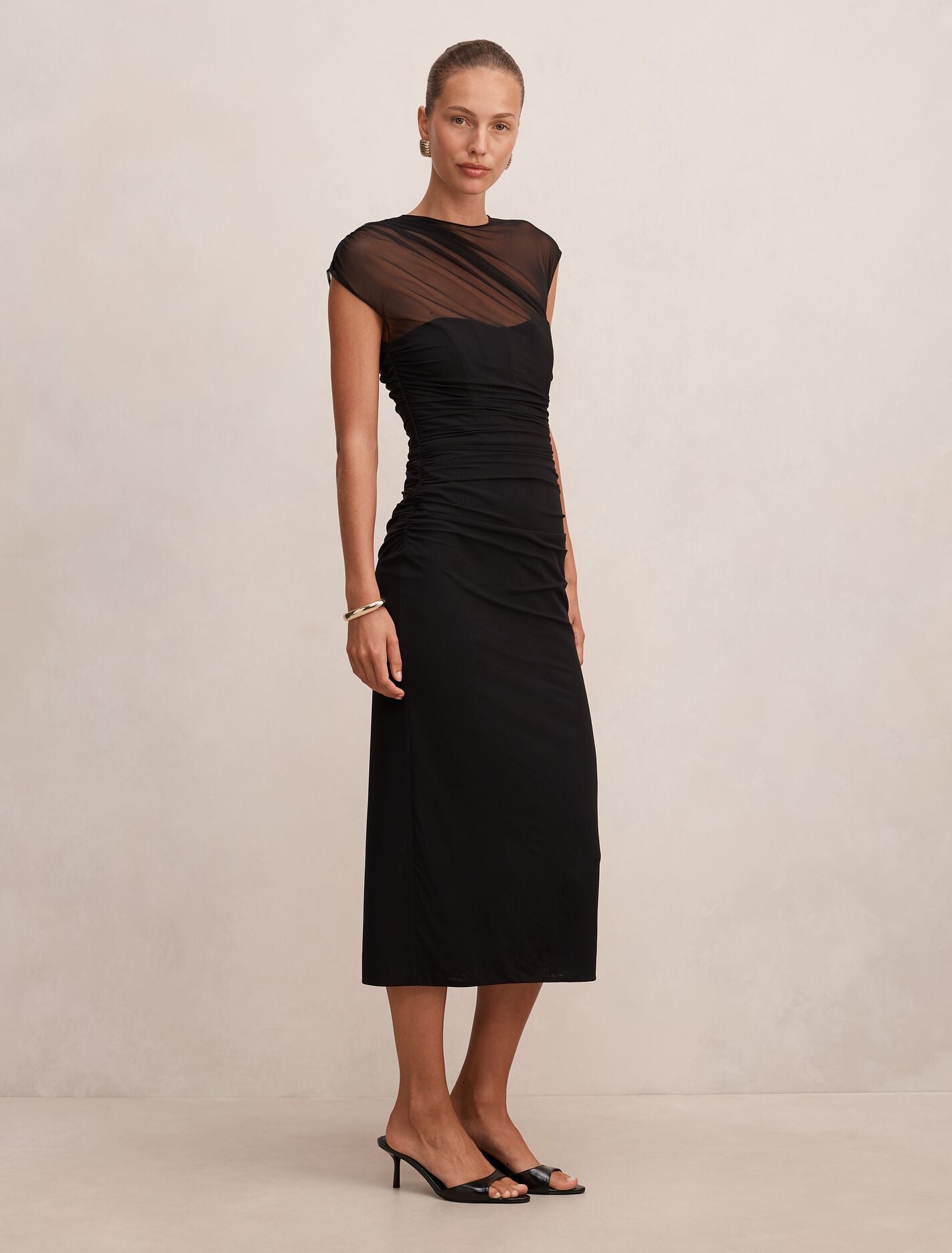 Eadie Sheer Cap Sleeve Midi Dress Forever New