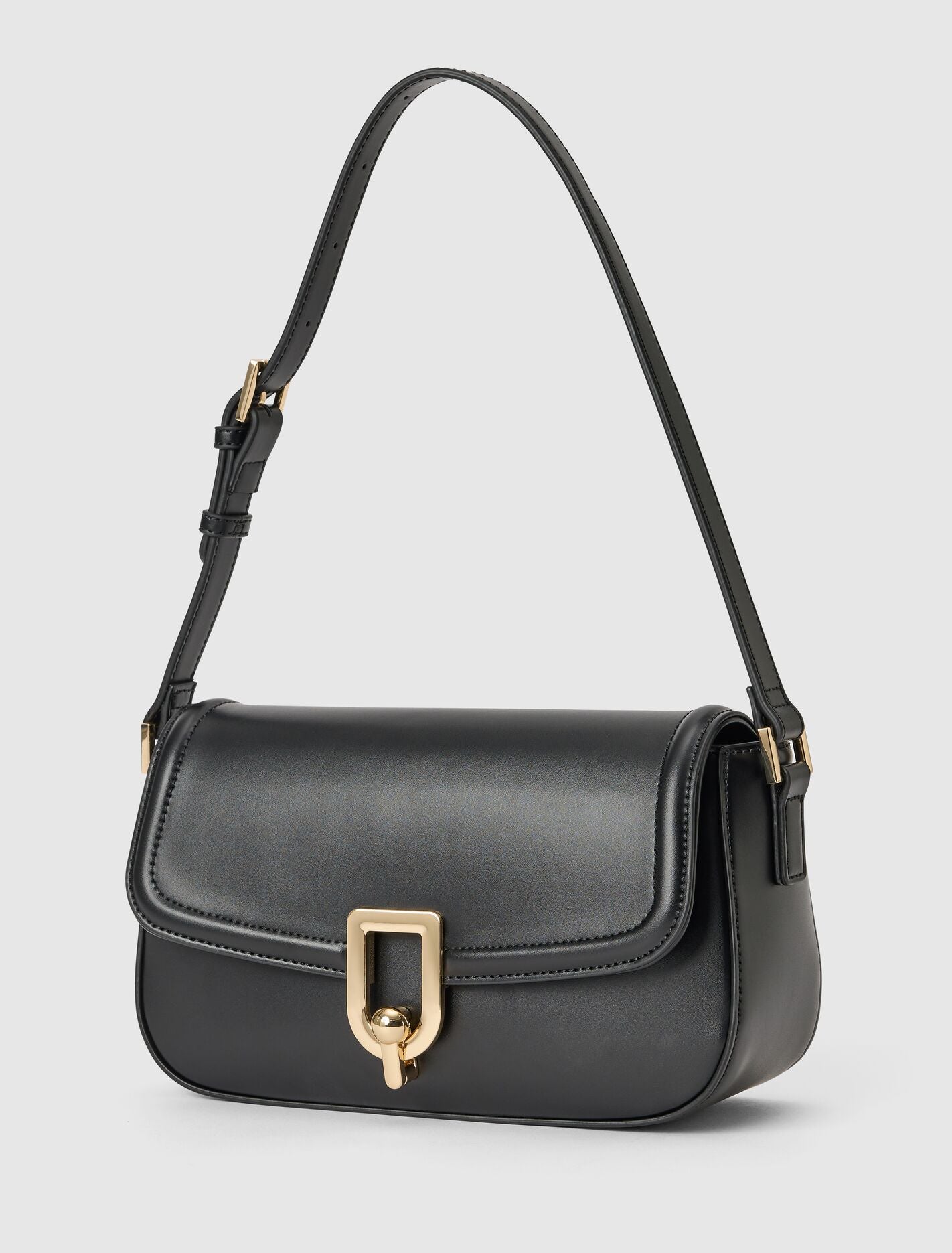 Carly Curve Lock Shoulder Bag Black | Forever New