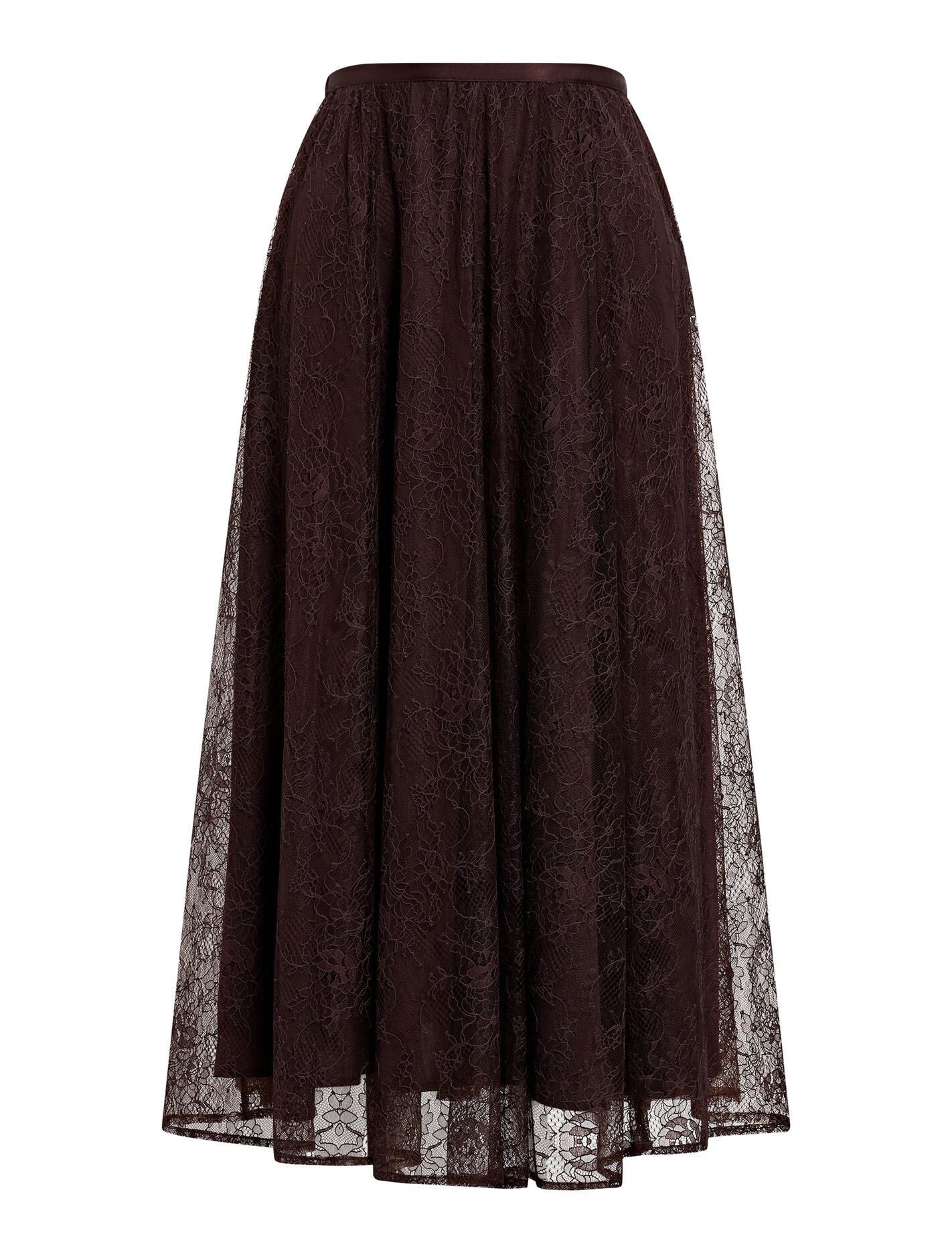Heather Lace Midi Skirt Chocolate | Forever New