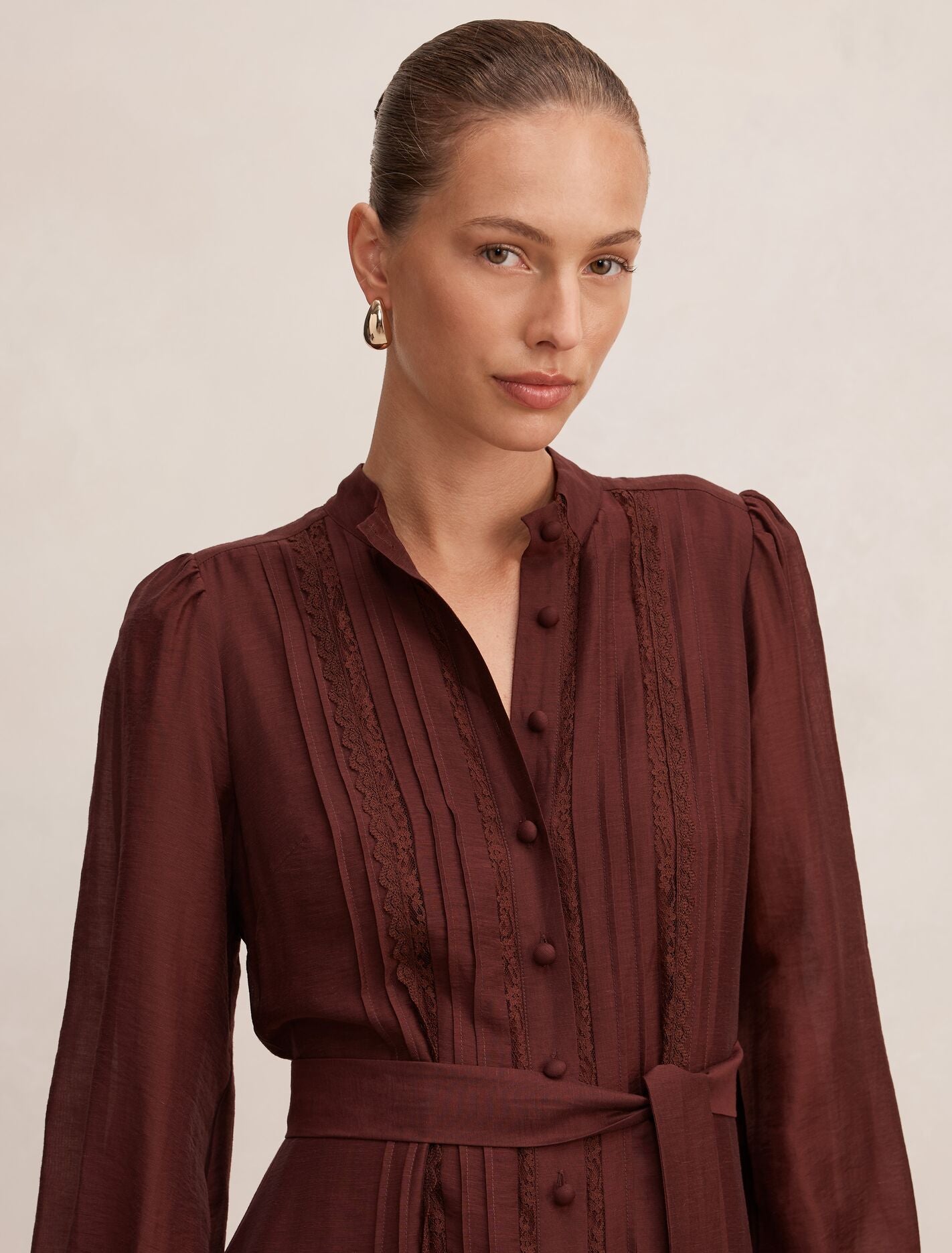 Rachel Lace Trim Midi Dress Deep Rust | Forever New