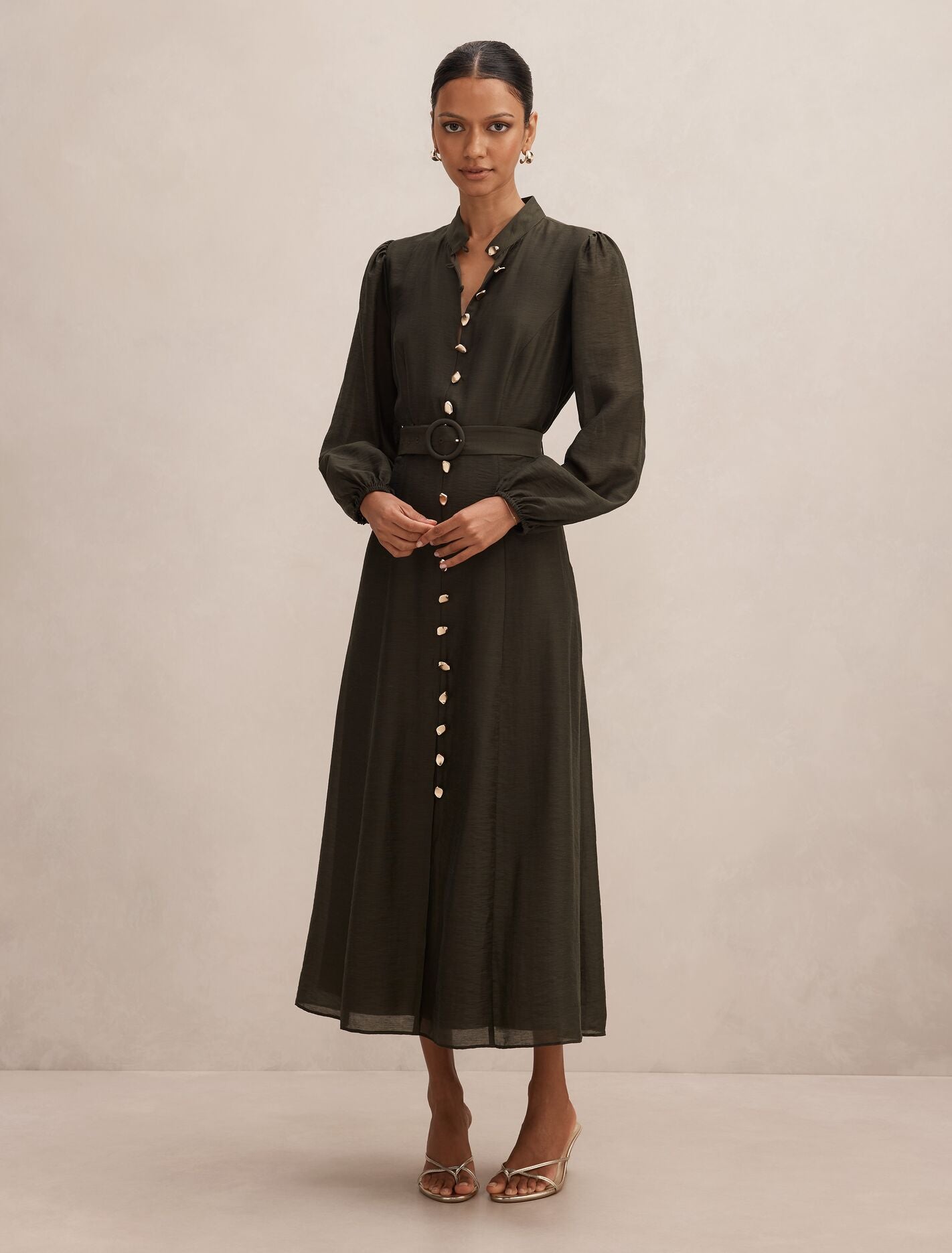 Elena Petite Midi Dress Deep Pine Forever New