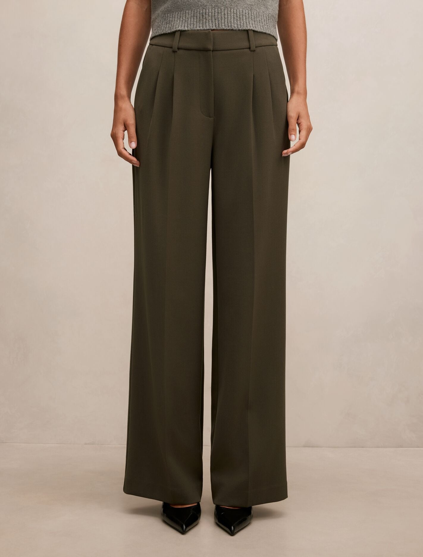 Eva Wide Leg Pants Olive Night Forever New