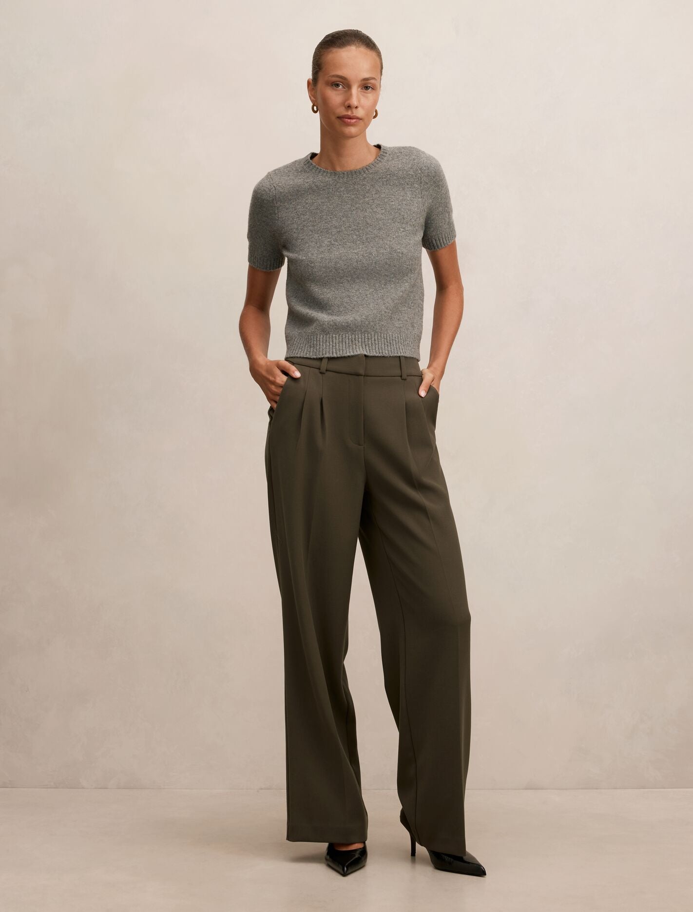 Eva Wide Leg Pants Olive Night | Forever New