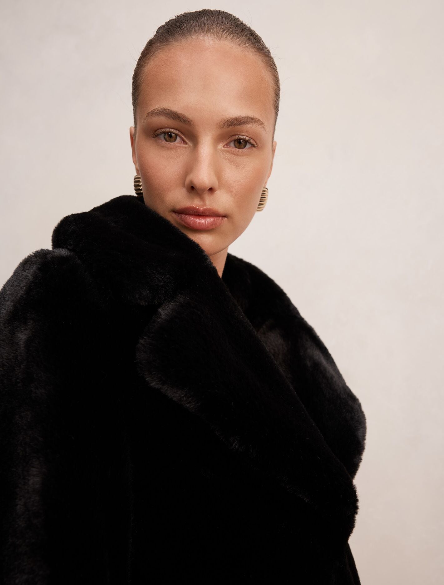 Harriet Short Faux Fur Midi Coat Black | Forever New
