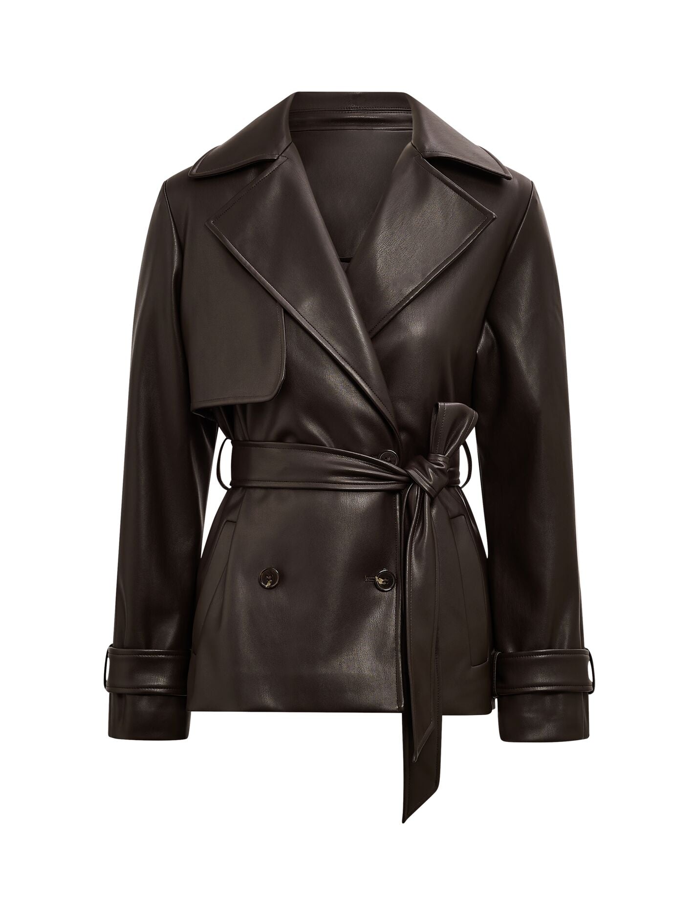 Payton Short PU Trench Coat Forever New