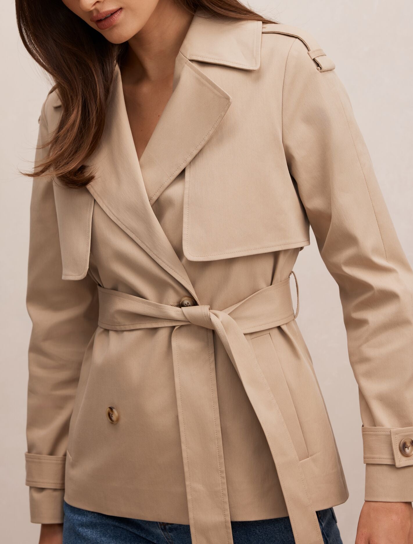 Teagan Short Trench Coat Sand | Forever New