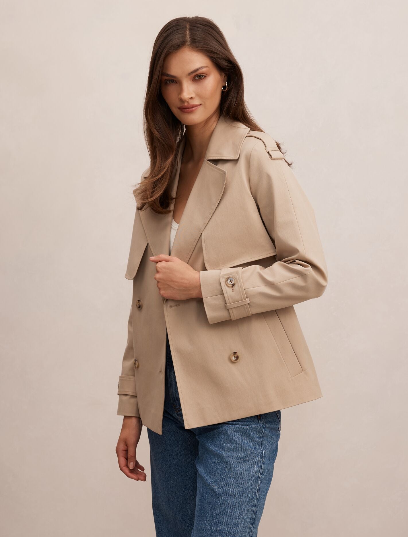 Teagan Short Trench Coat Sand | Forever New