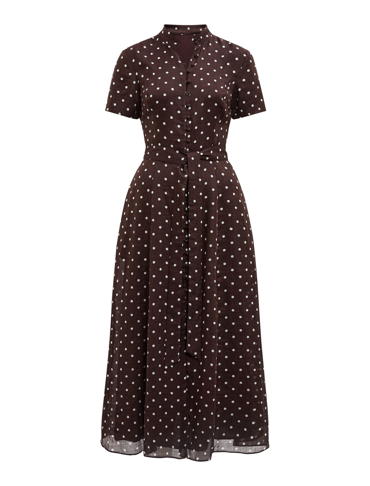 Therese Short Sleeve Midi Dress Choc Kinsey Spot | Forever New