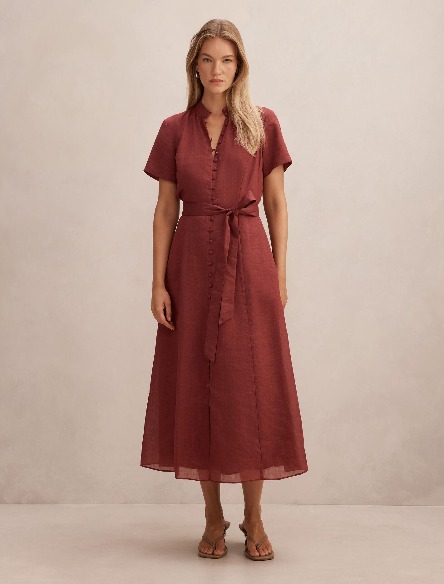 Therese Short Sleeve Midi Dress Red Currant | Forever New