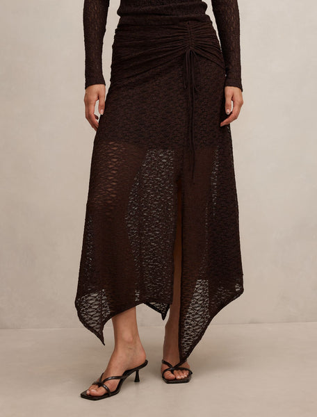 Alex Hanky Hem Lace Skirt Chocolate Co-Ord | Forever New