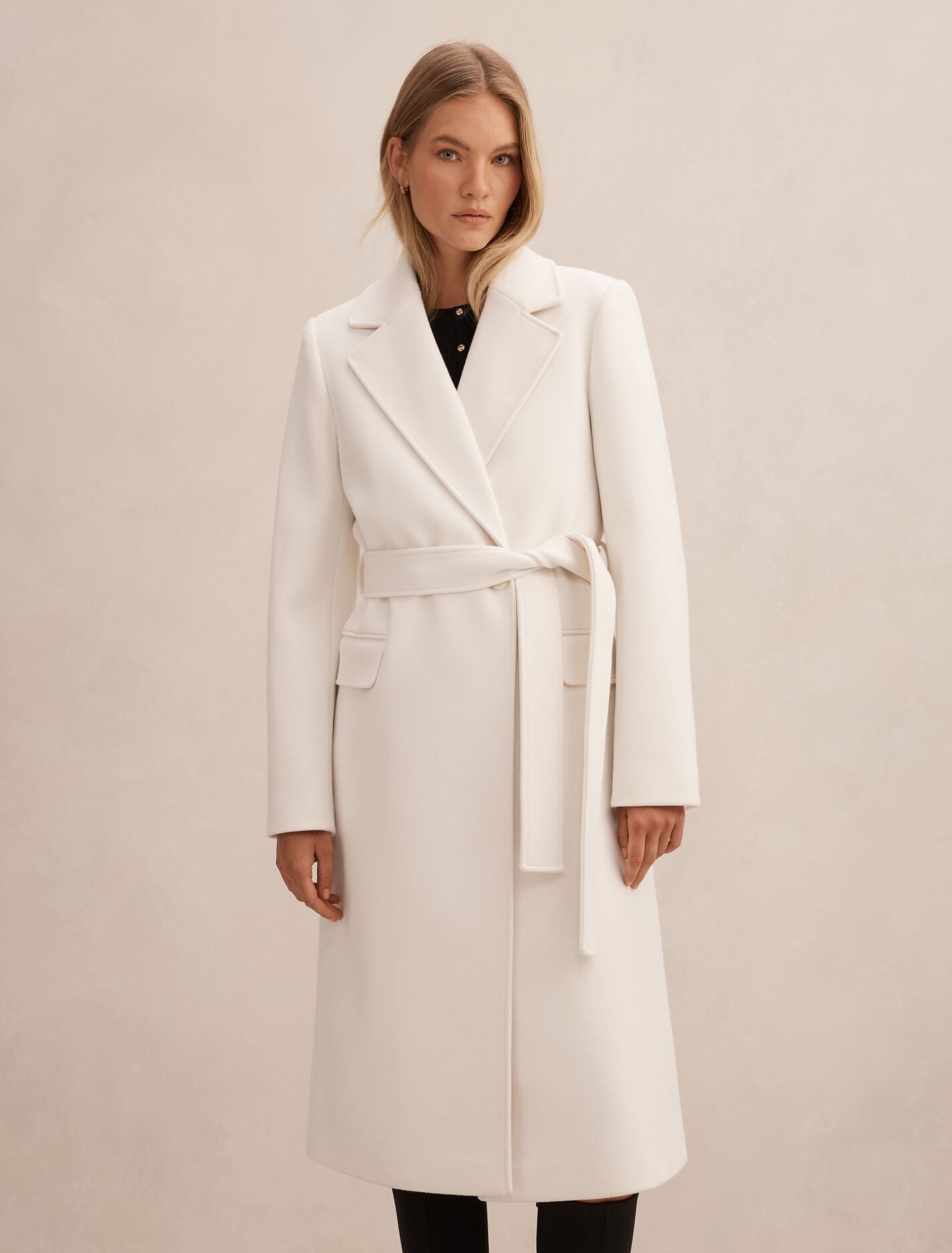 Ariella Double Breasted Coat Winter White | Forever New